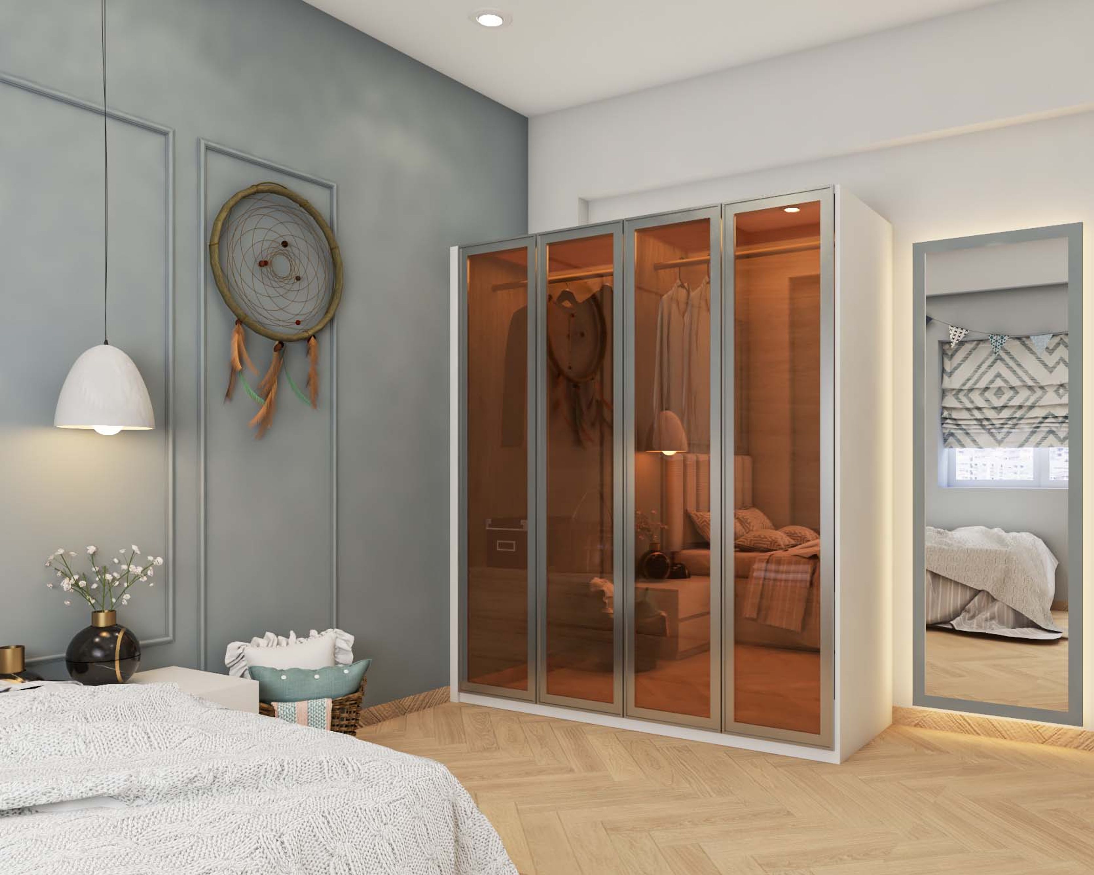 Walk-In Wardrobe With Glass Shutters