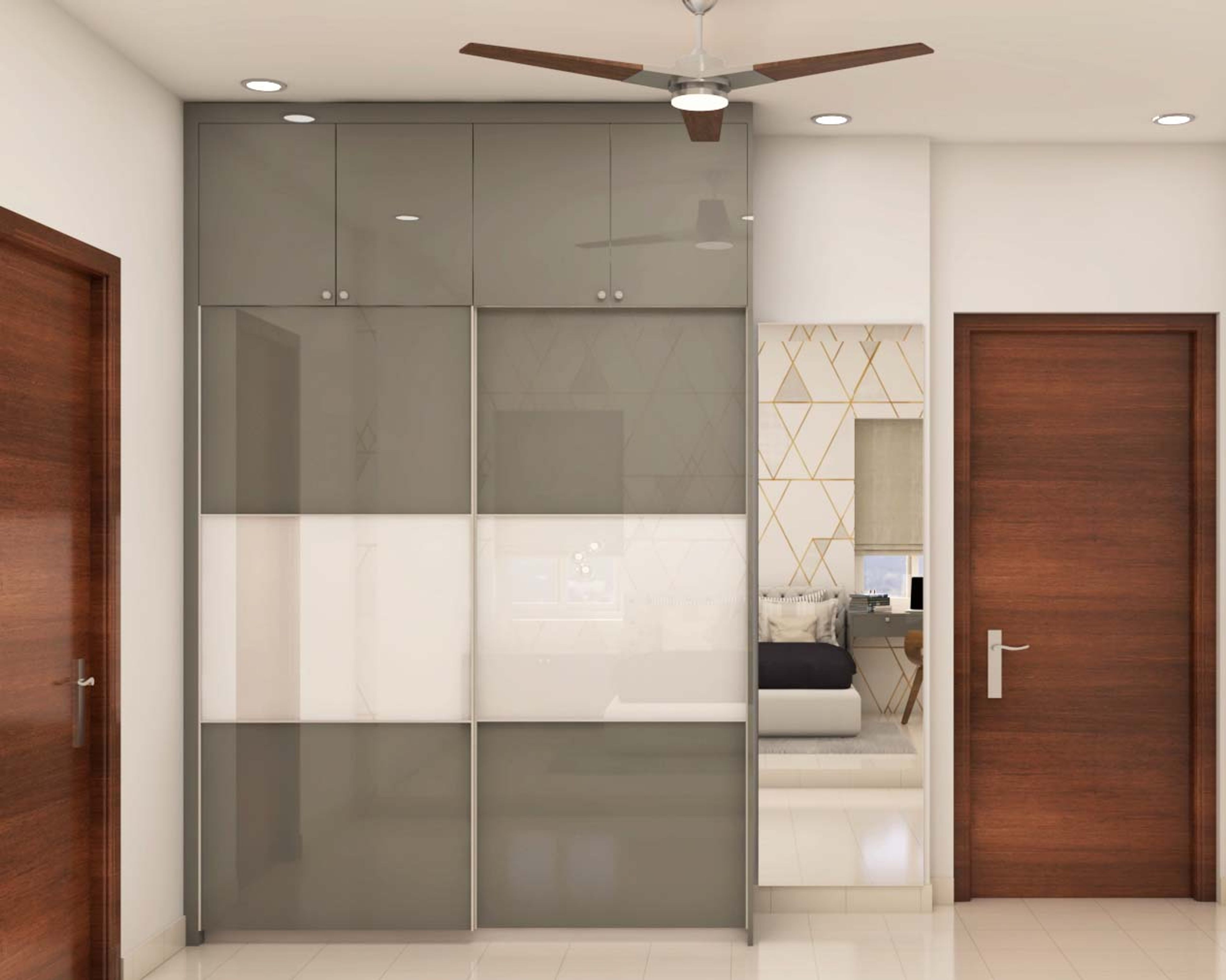 Contemporary 2-Door Wardrobe Design With A Glossy Finish
