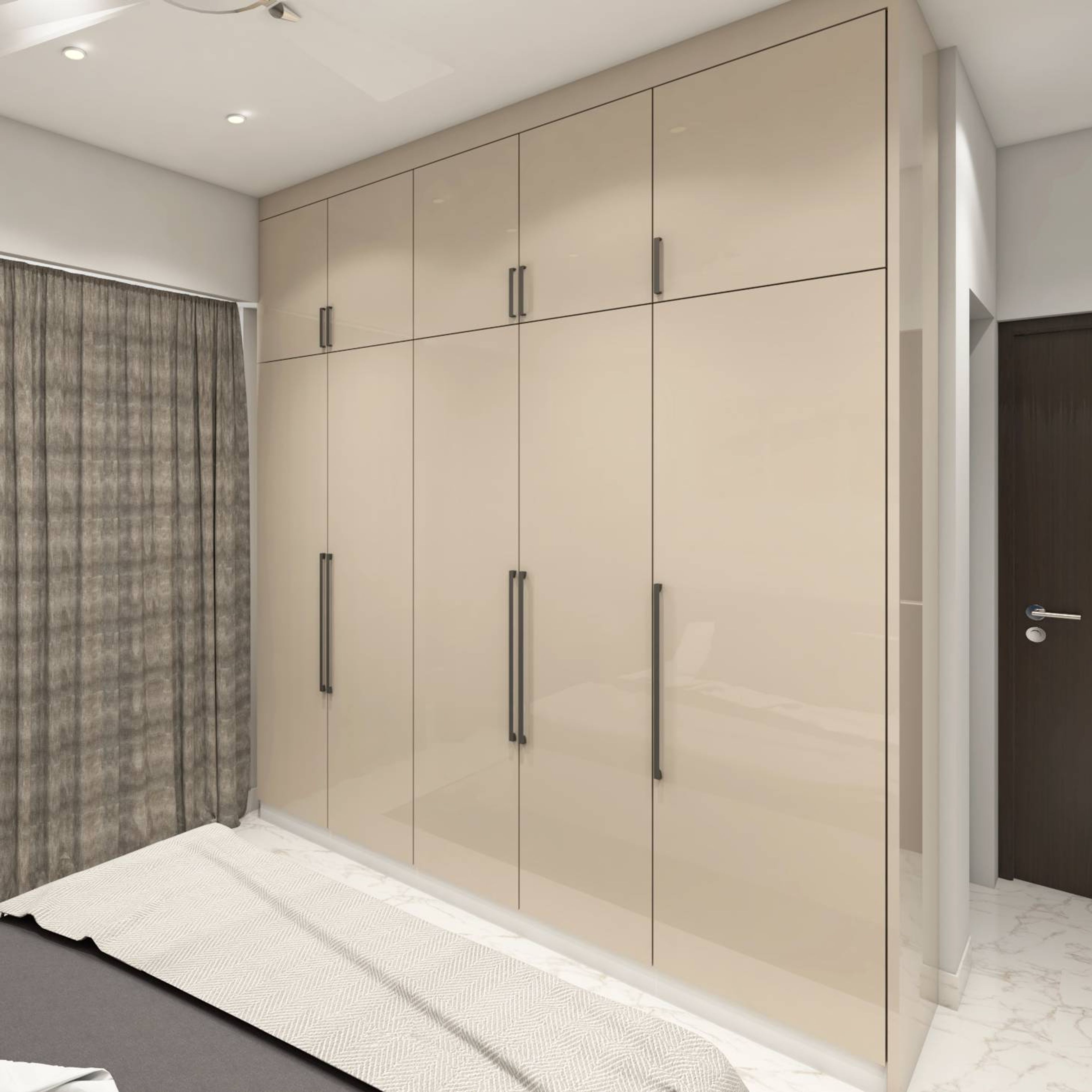 Light Beige Swing Wardrobe Design - Livspace