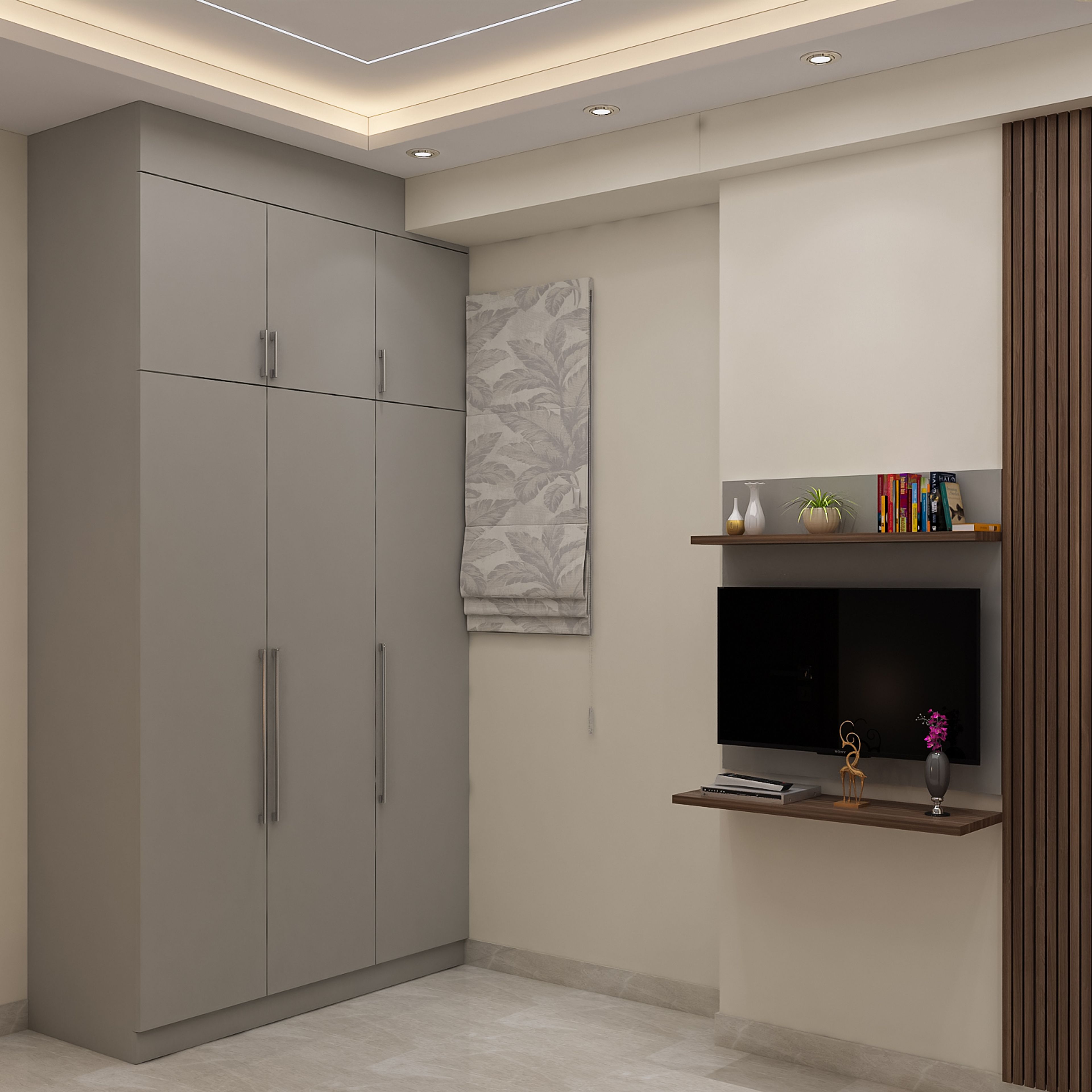 Swing Wardrobe With Suede Finish - Livspace