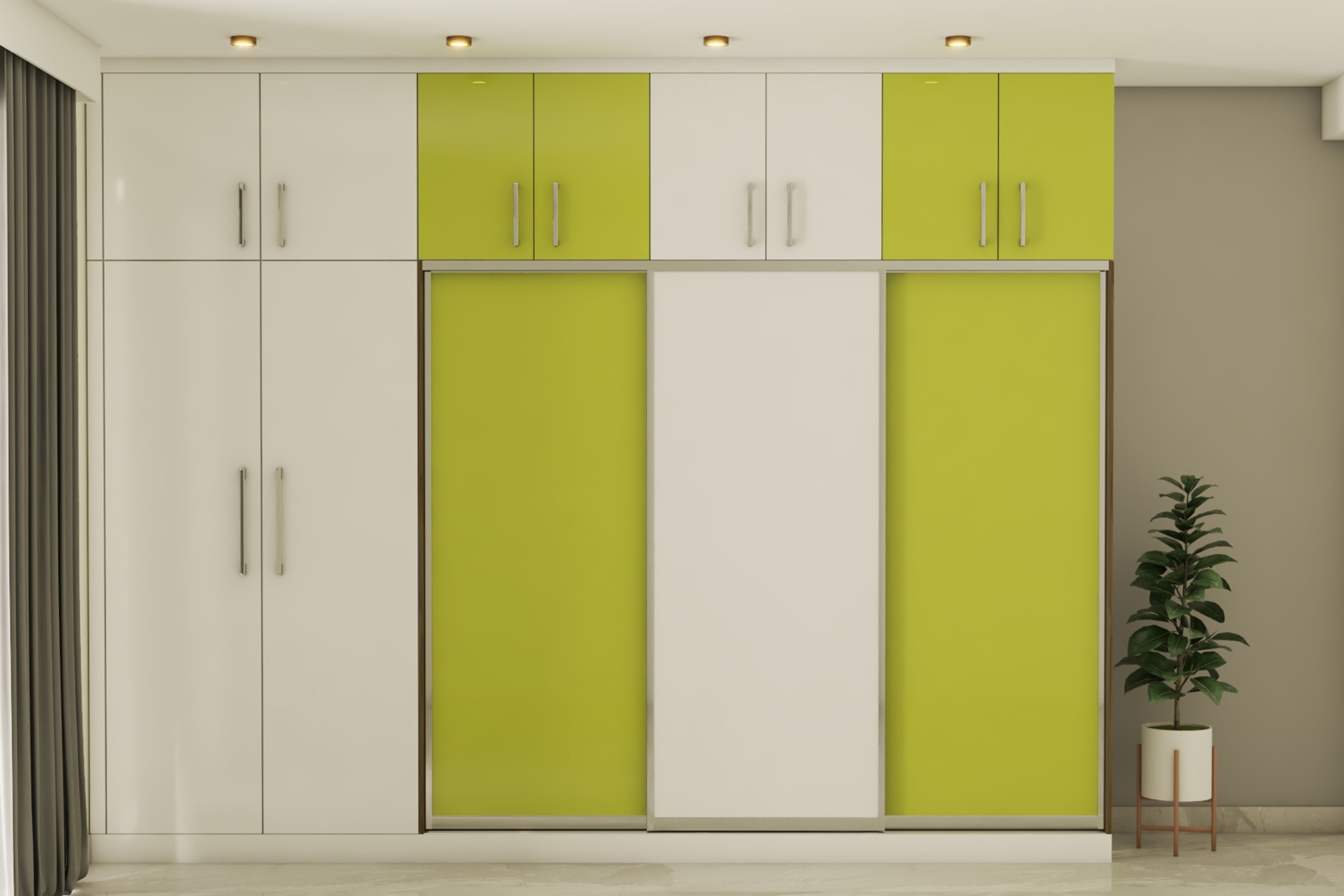 Modern Swing And Sliding Wardrobe Design With A Glossy Finish
