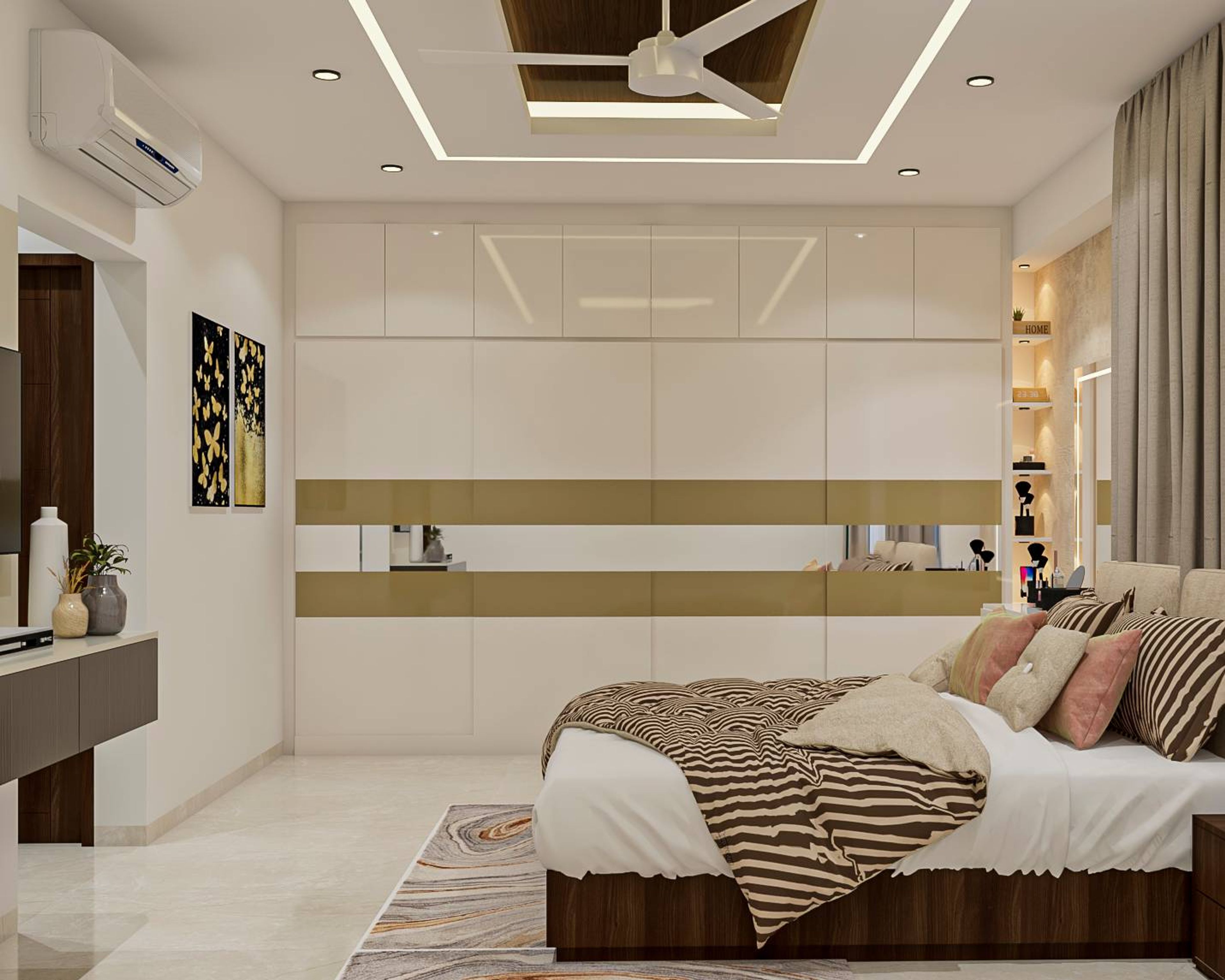 4-Door Sliding Wardrobe Design - Livspace