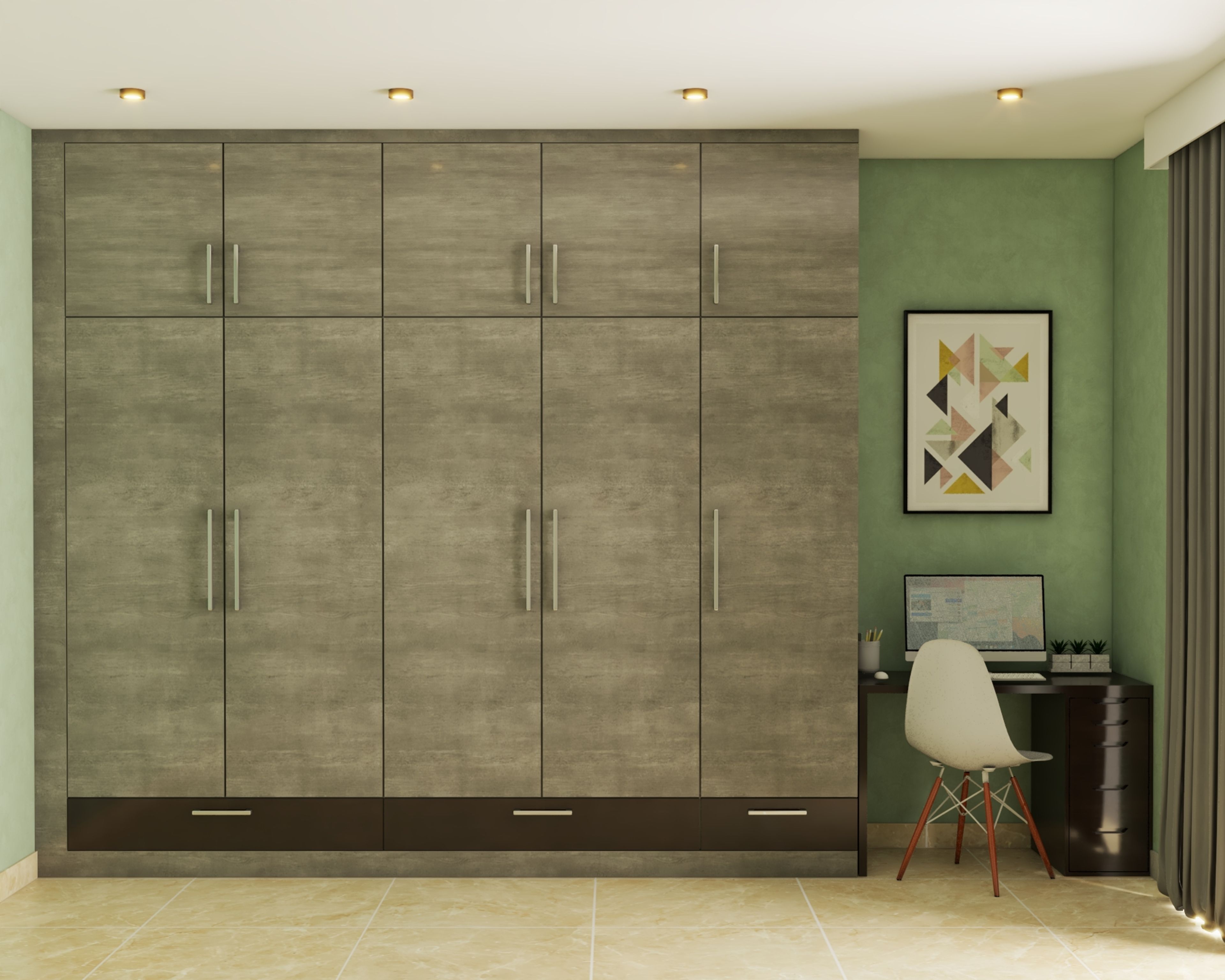 Modern 5-Door Wardrobe Design With Loft Storage