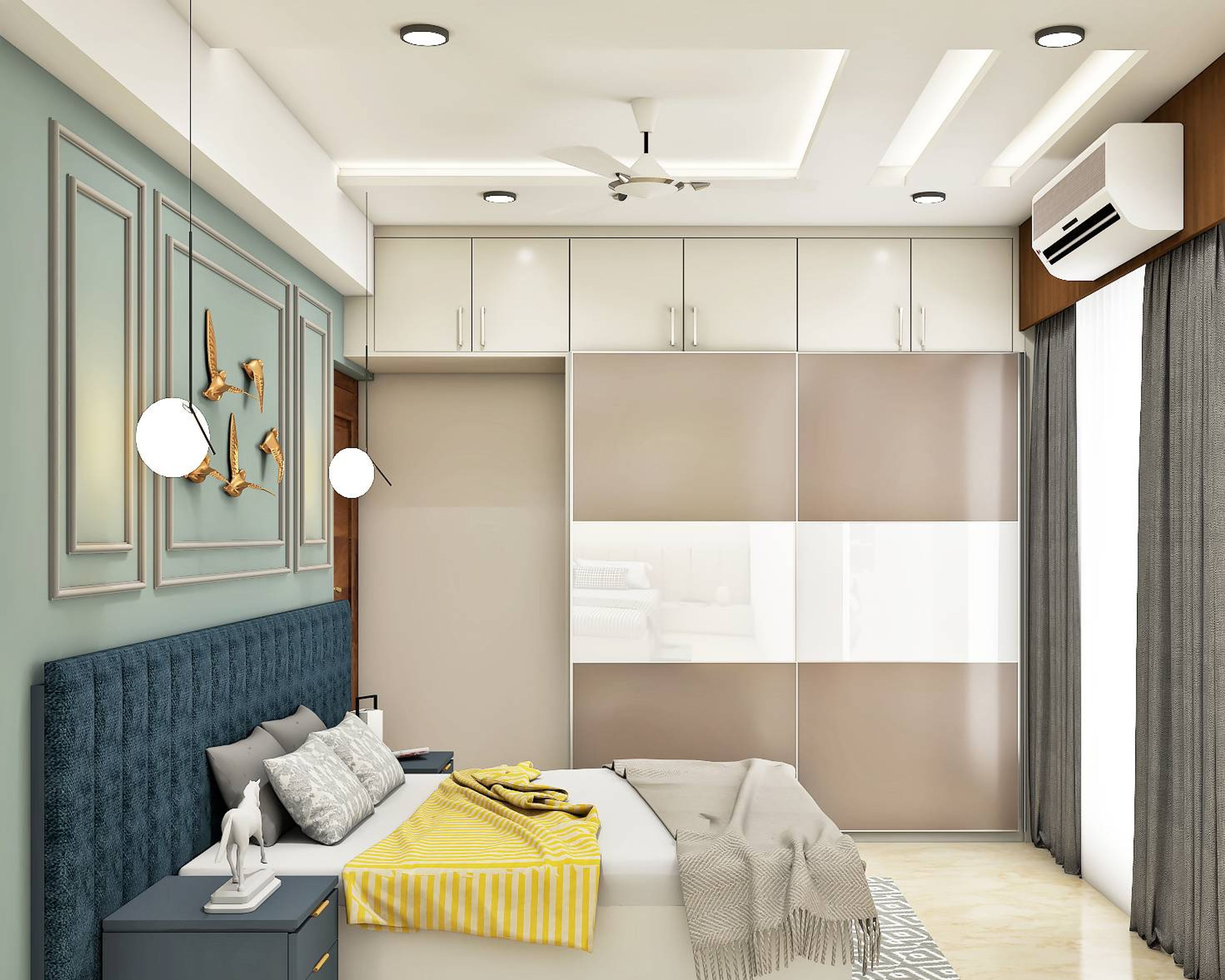 Dual-Toned Modern Sliding Wardrobe Design