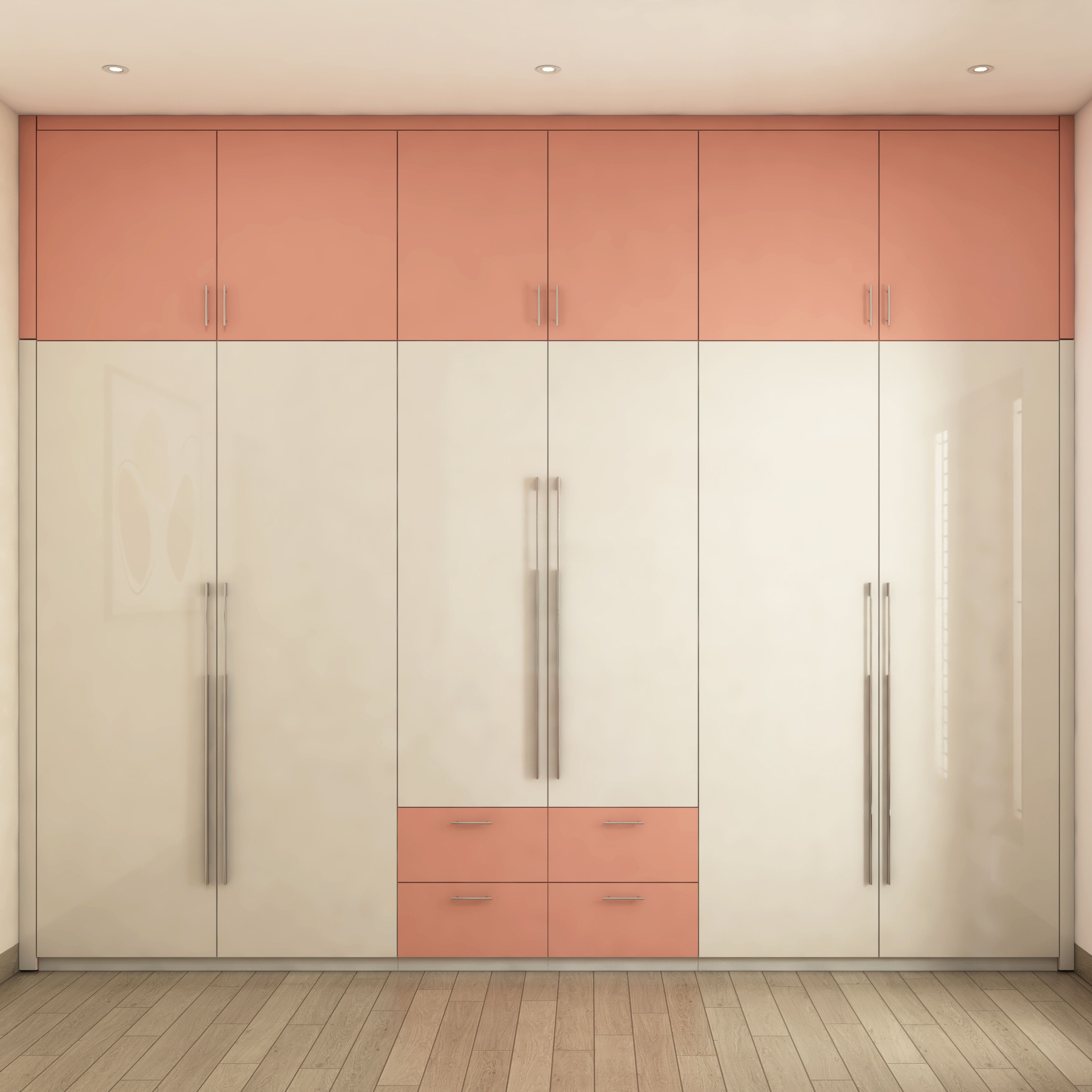 Contemporay 6-Door Wardrobe Design With External Drawers