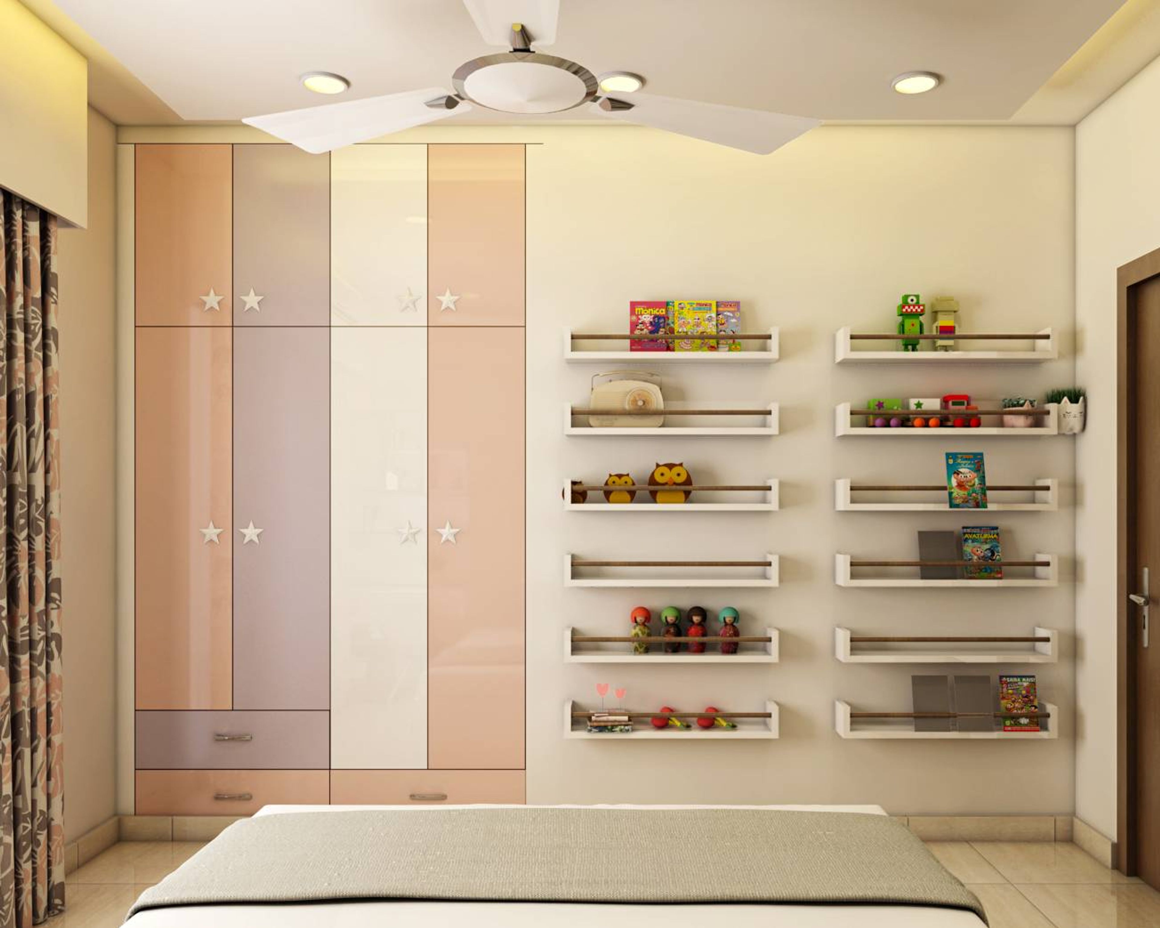 Modern Swing Wardrobe Design With Loft Storage