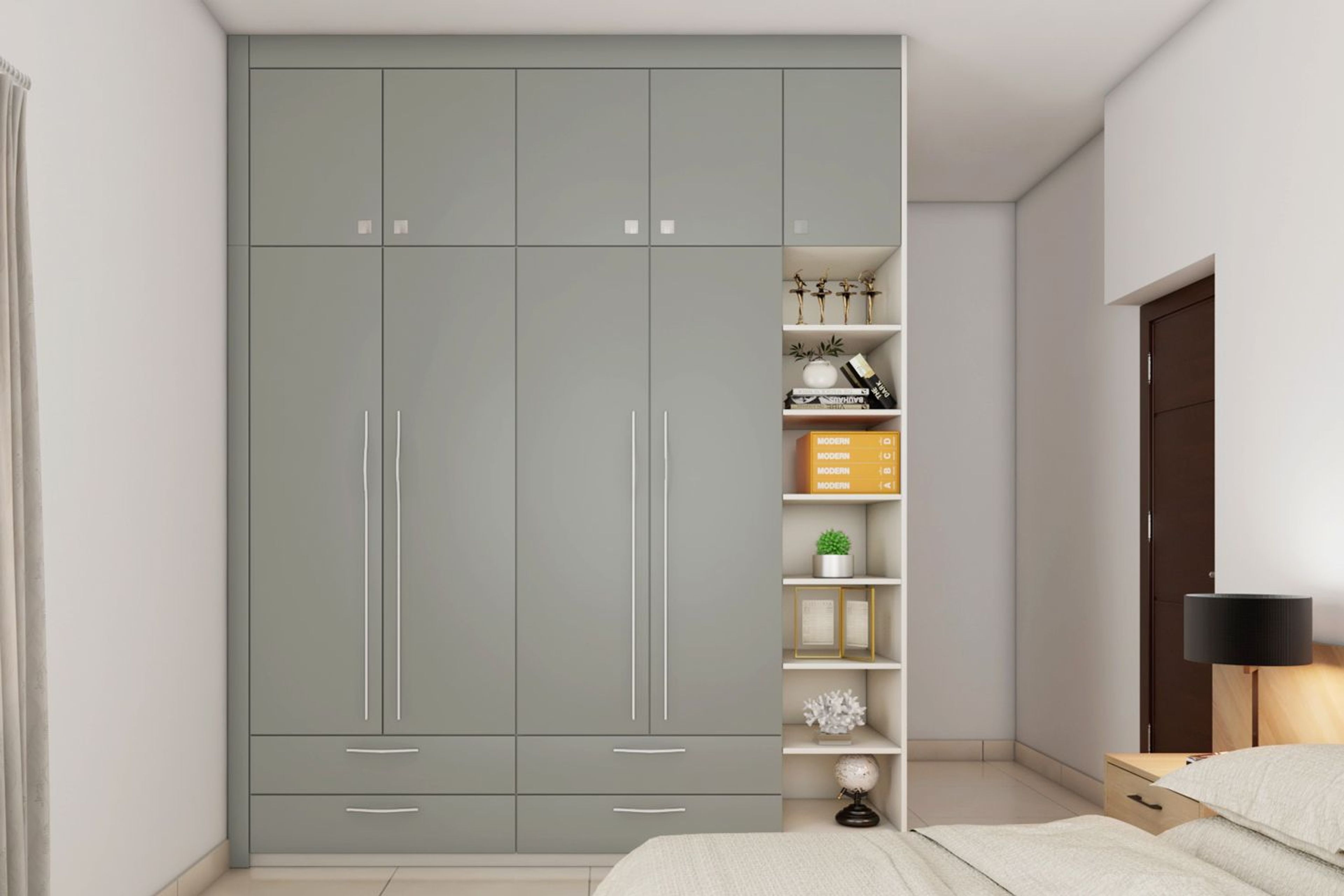 Modern Wardrobe Design Details With A Grey-Matte Finish