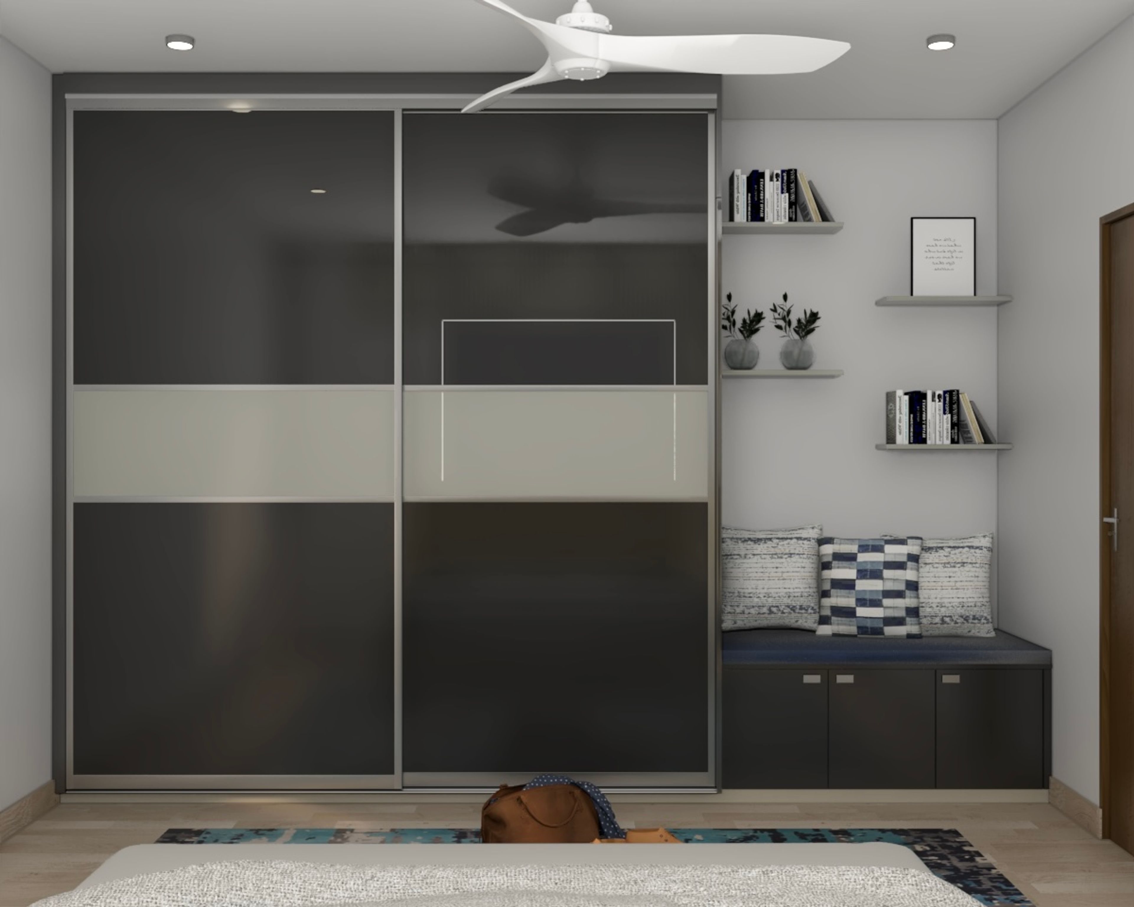 White And Grey Modern Wardrobe Design