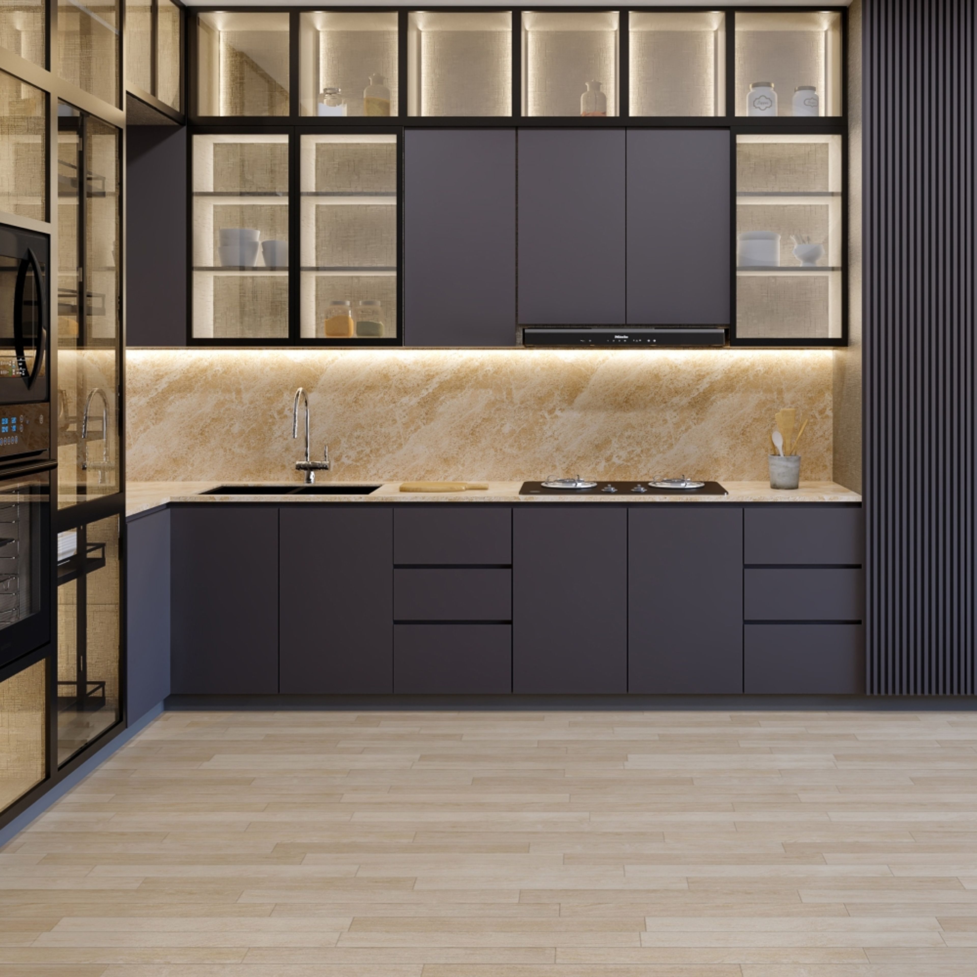 Modern Light Brown Matte-Finish Flooring Design