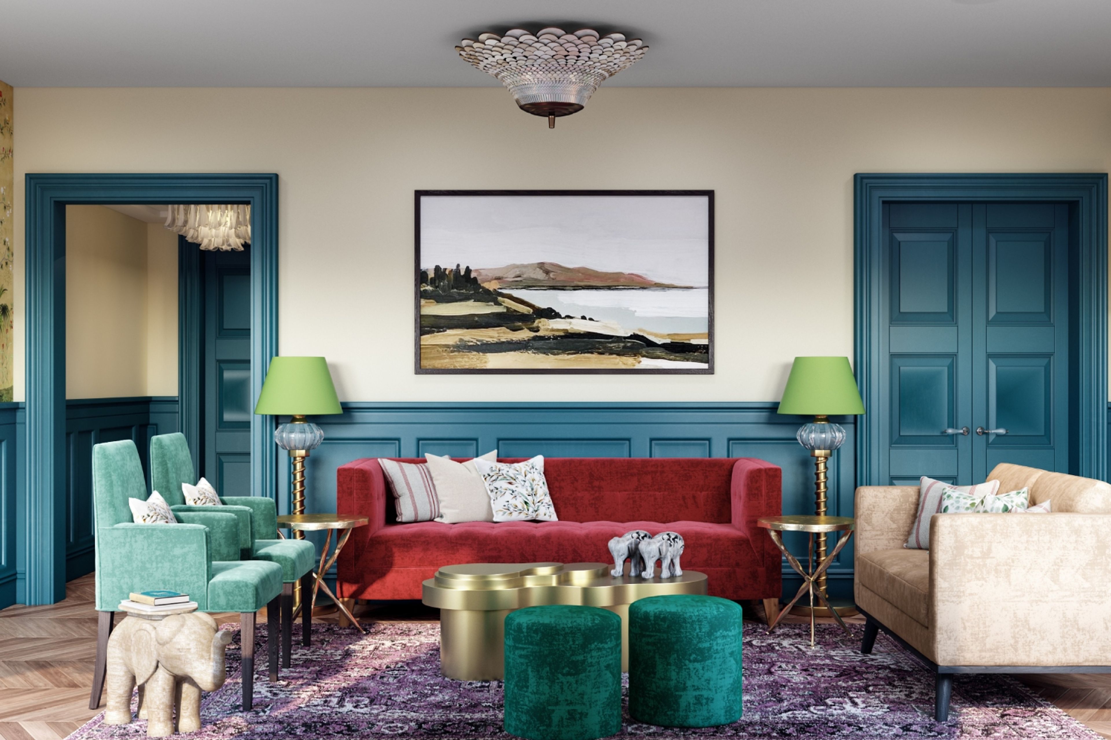 Beige Wall Paint Design For Living Rooms - Livspace