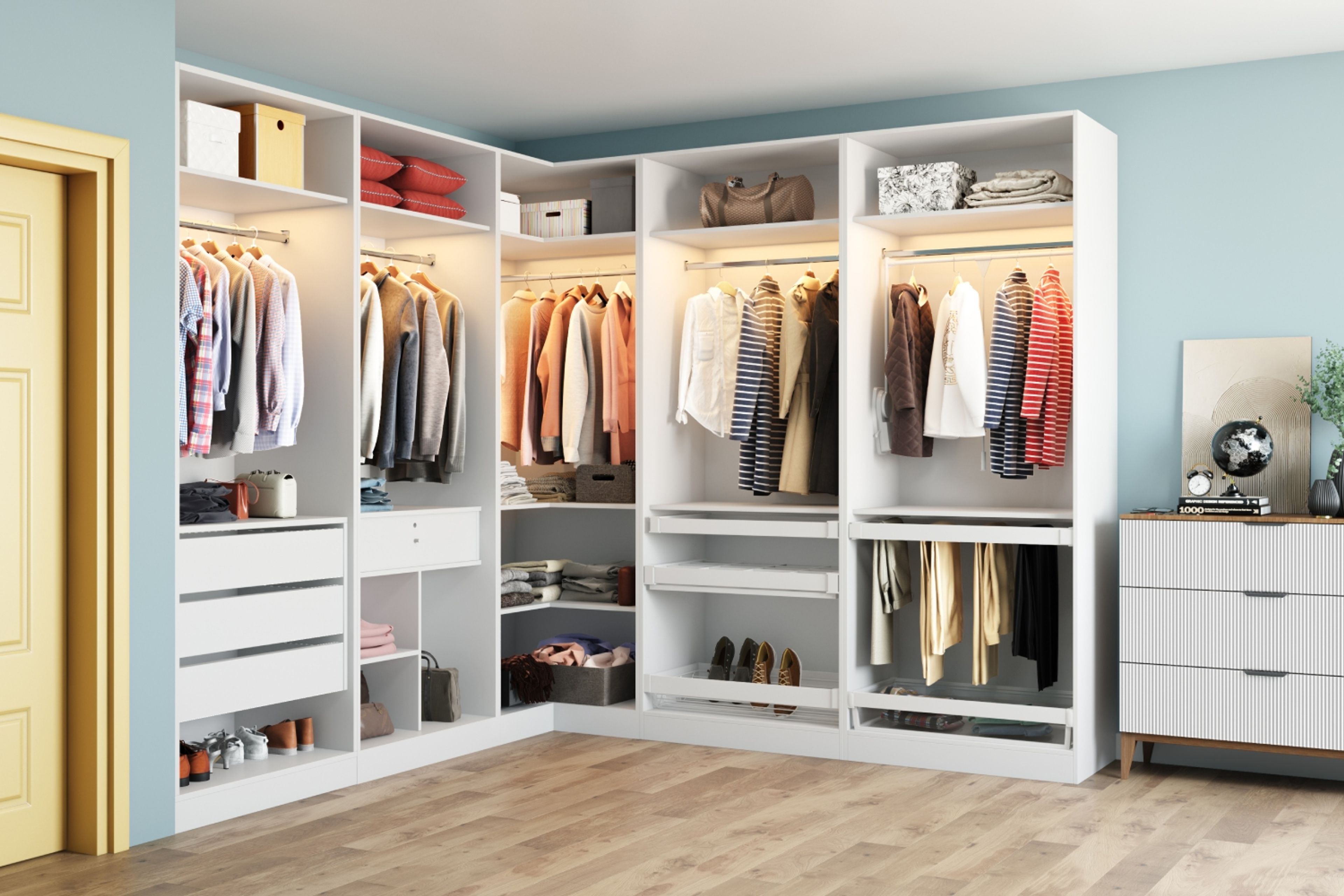 Modern Open Walk-In Wardrobe Design In White