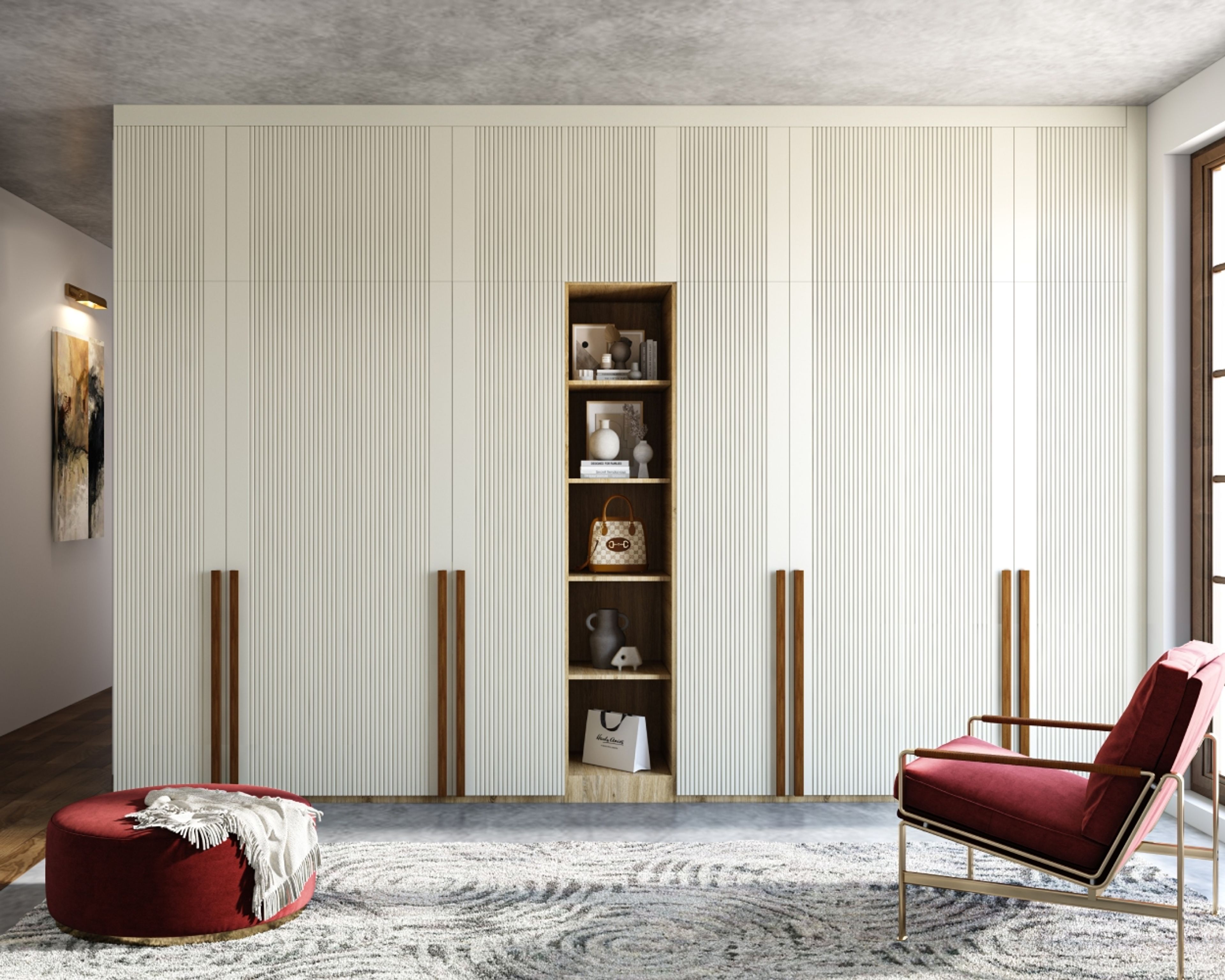 Contemporary Champagne-Toned 8-Door Swing Wardrobe Design