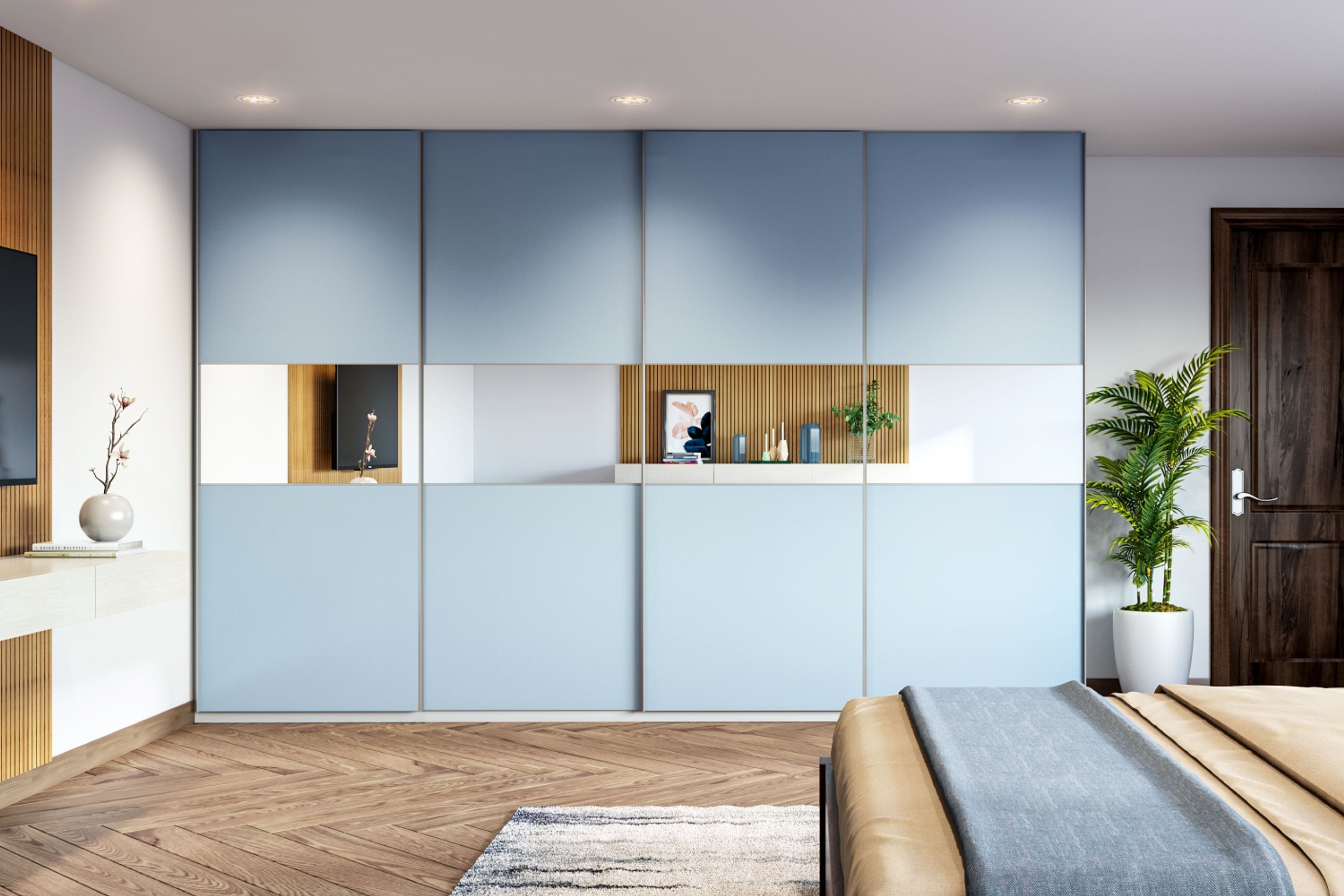 Modern 4-Door Blue Danube Sliding Door Wardrobe Design