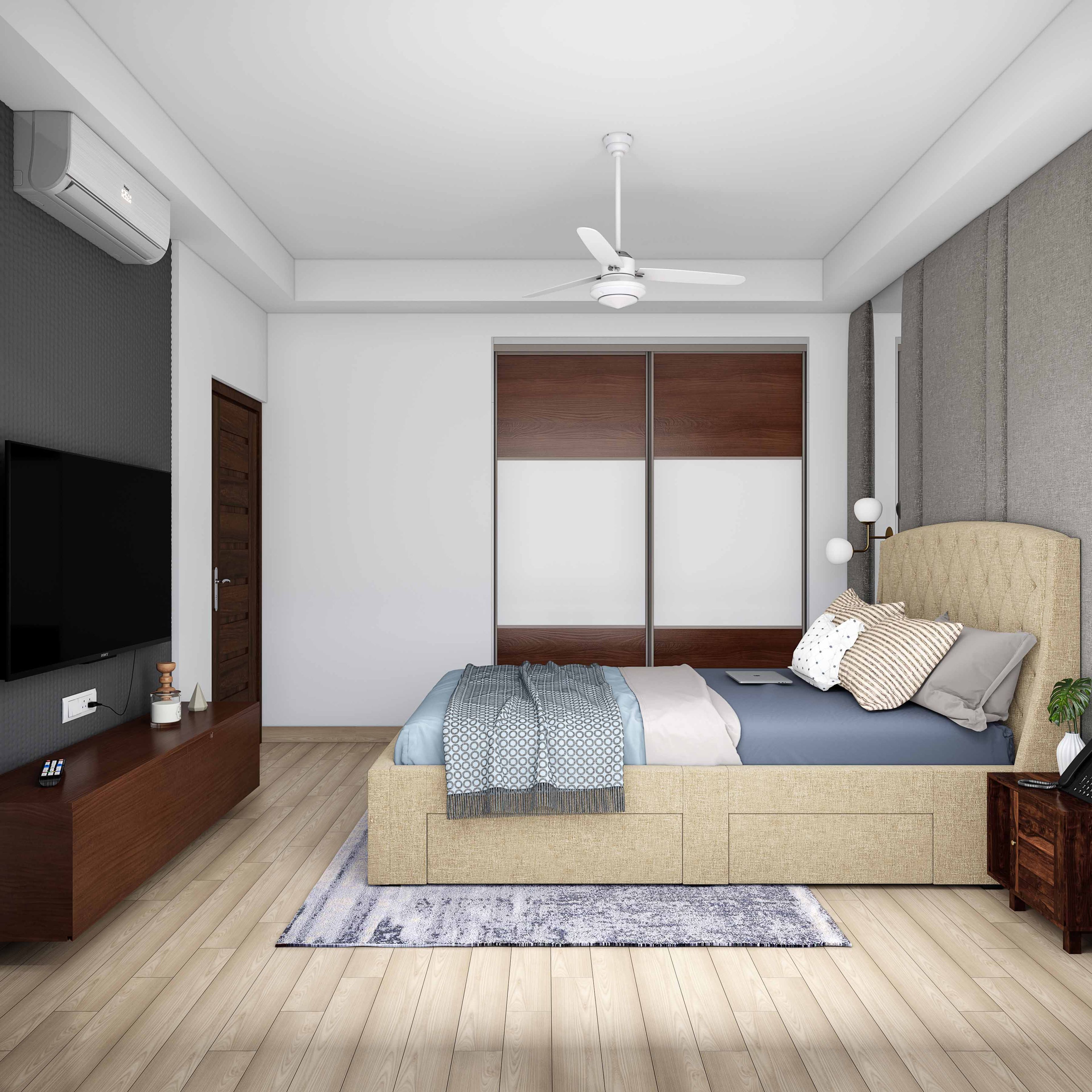 Modern Light Brown Rectangular Herringbone Wooden Flooring Design