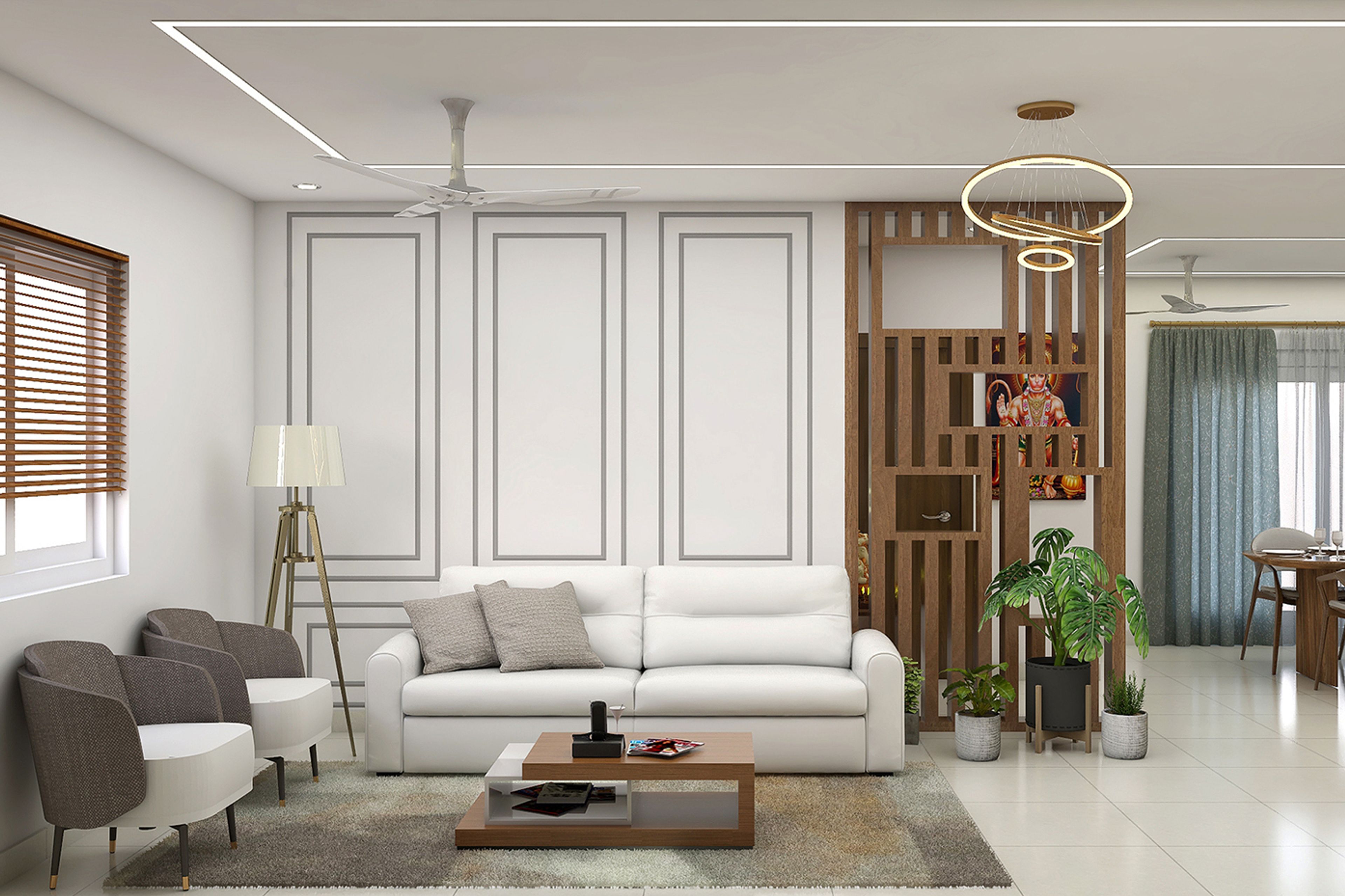 White And Grey Living Room Design- Livspace