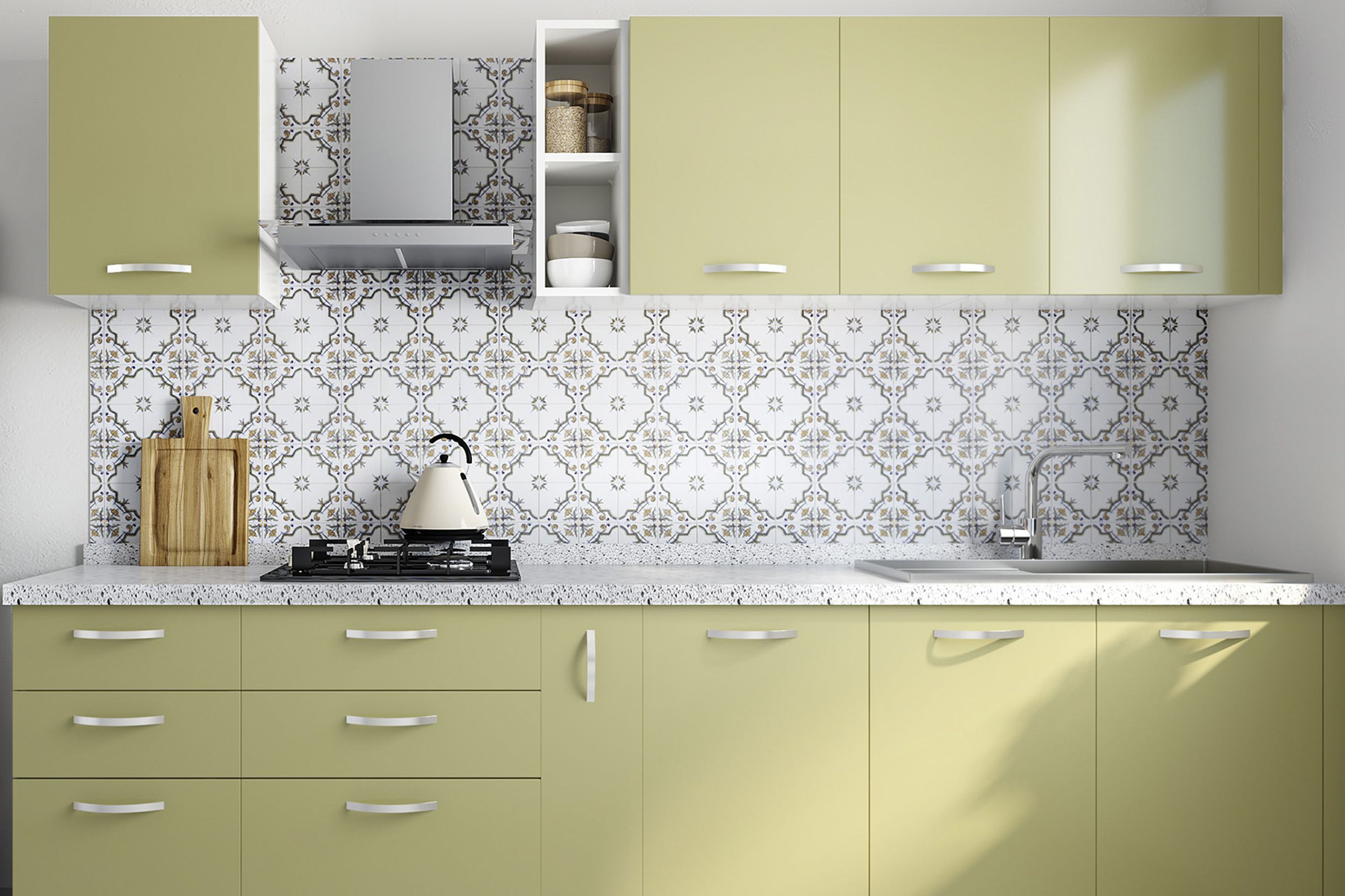 Contemporary Porcelain Multicoloured Square Kitchen Tile Design