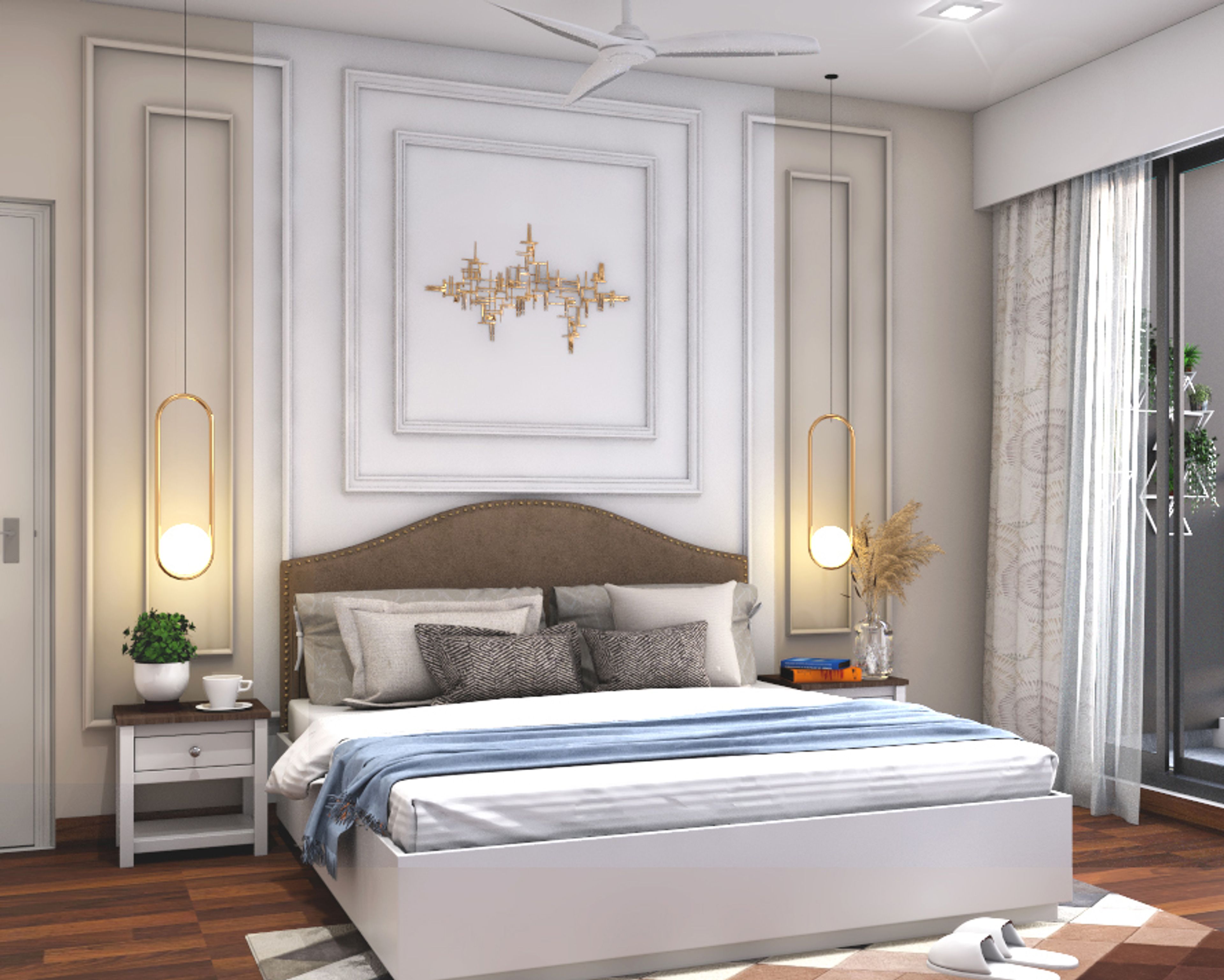 Beige And White Wall Paint Design For Bedrooms - Livspace