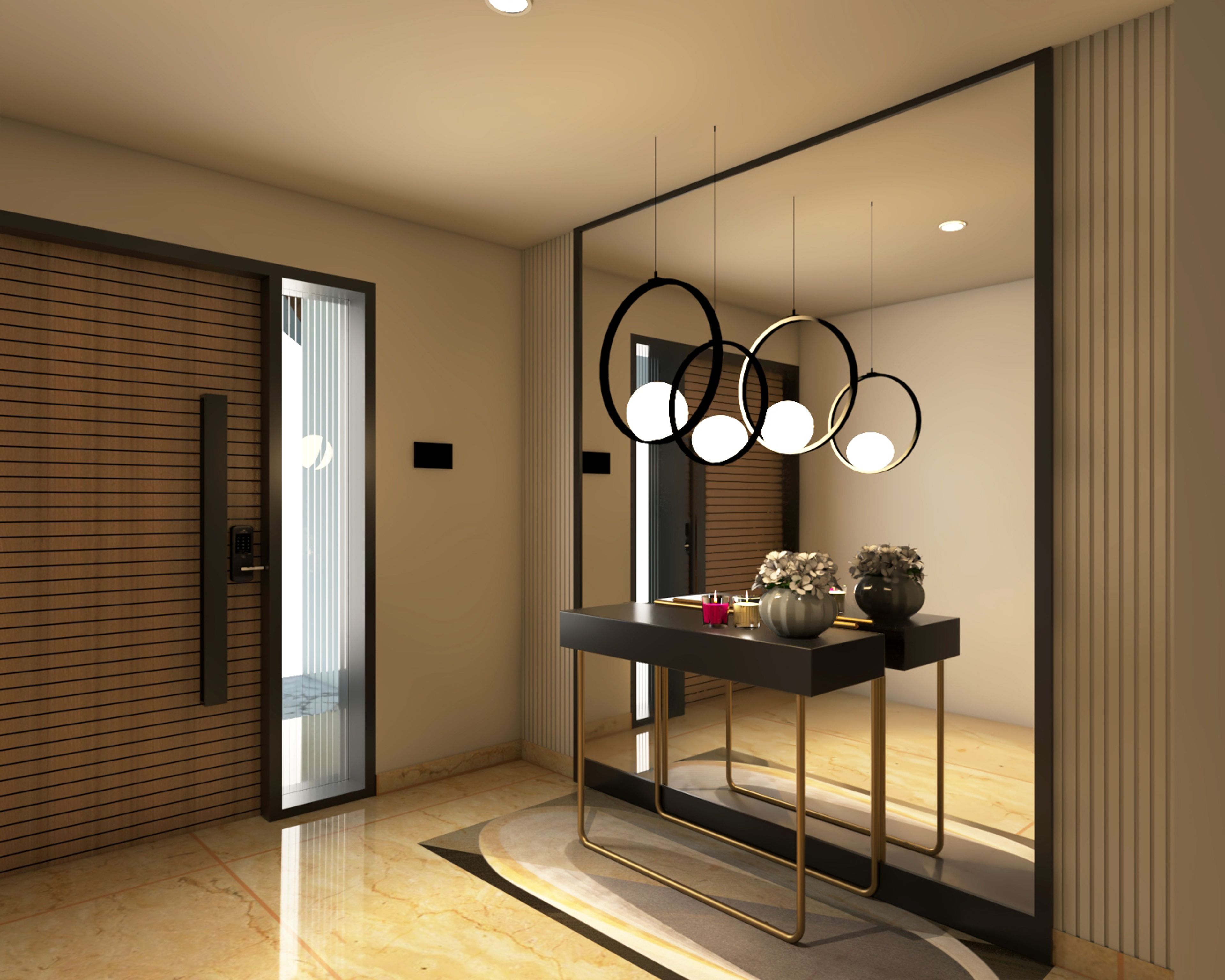 Beige Wall Paint Design For Foyers - Livspace