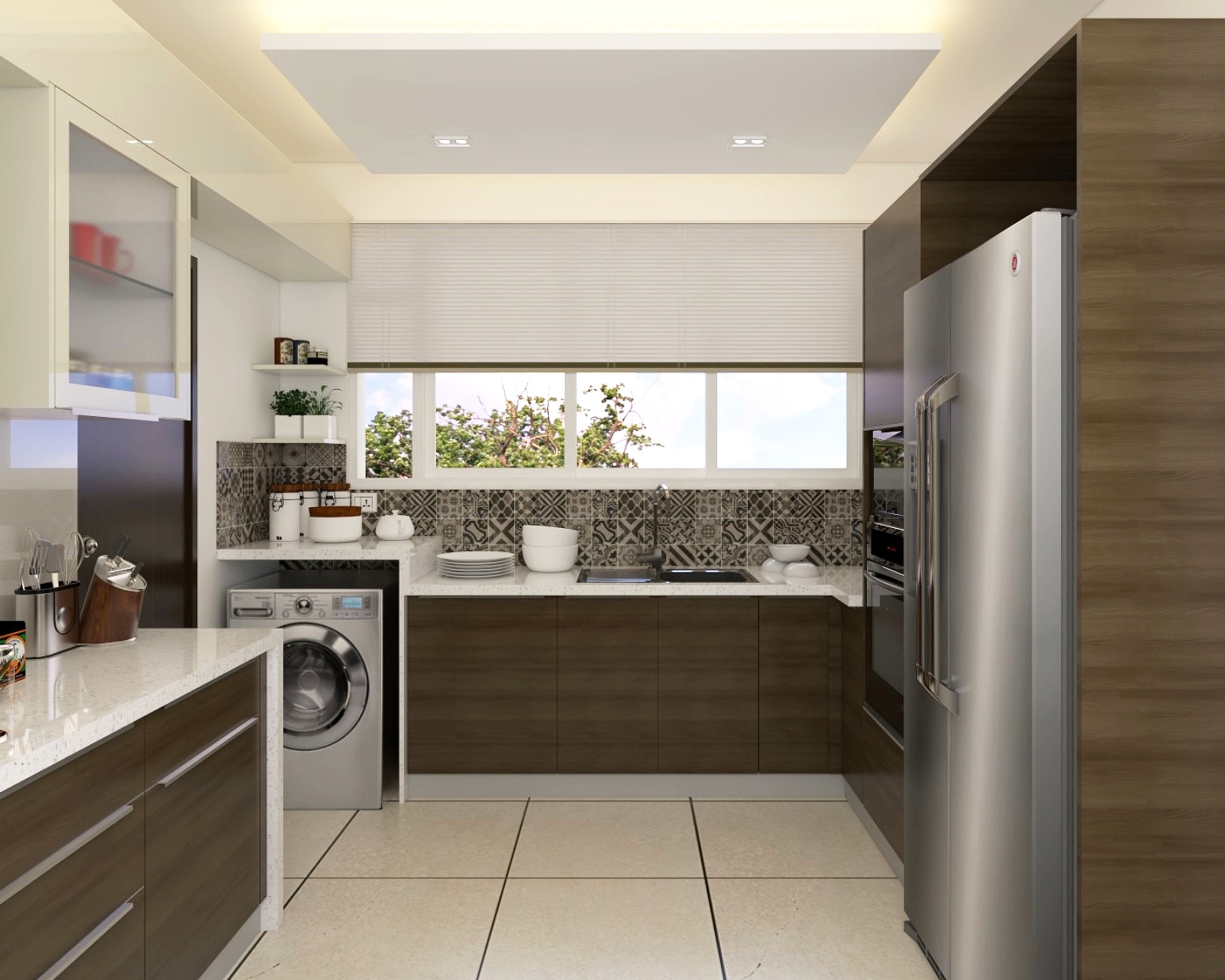 POP Contemporary Ceiling Design With Recessed Lights - Livspace