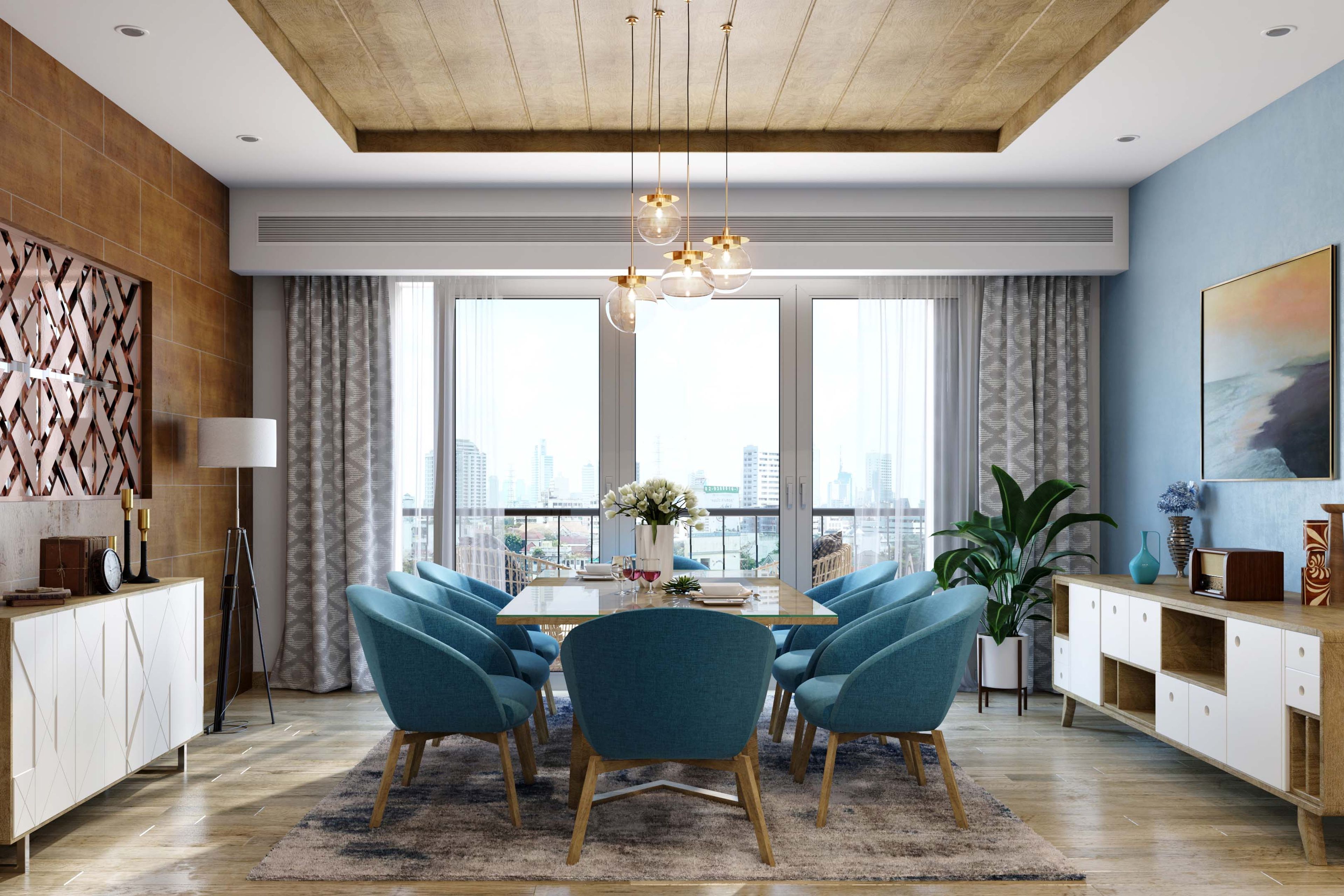 POP And Wooden Single-Layered Contemporary Laminate Ceiling Design