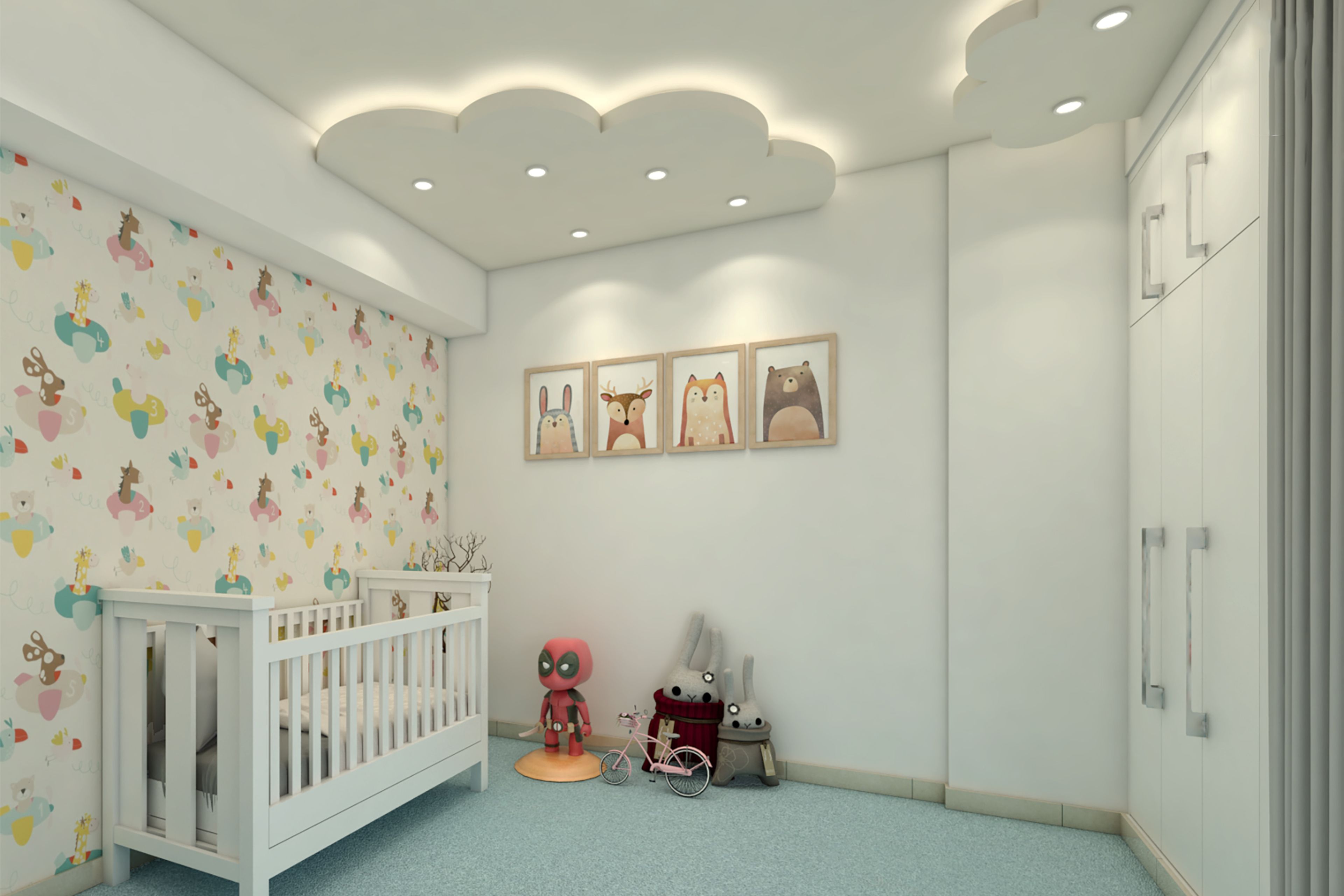 POP Cloud-Shaped Single-Layered Minimal Ceiling Design