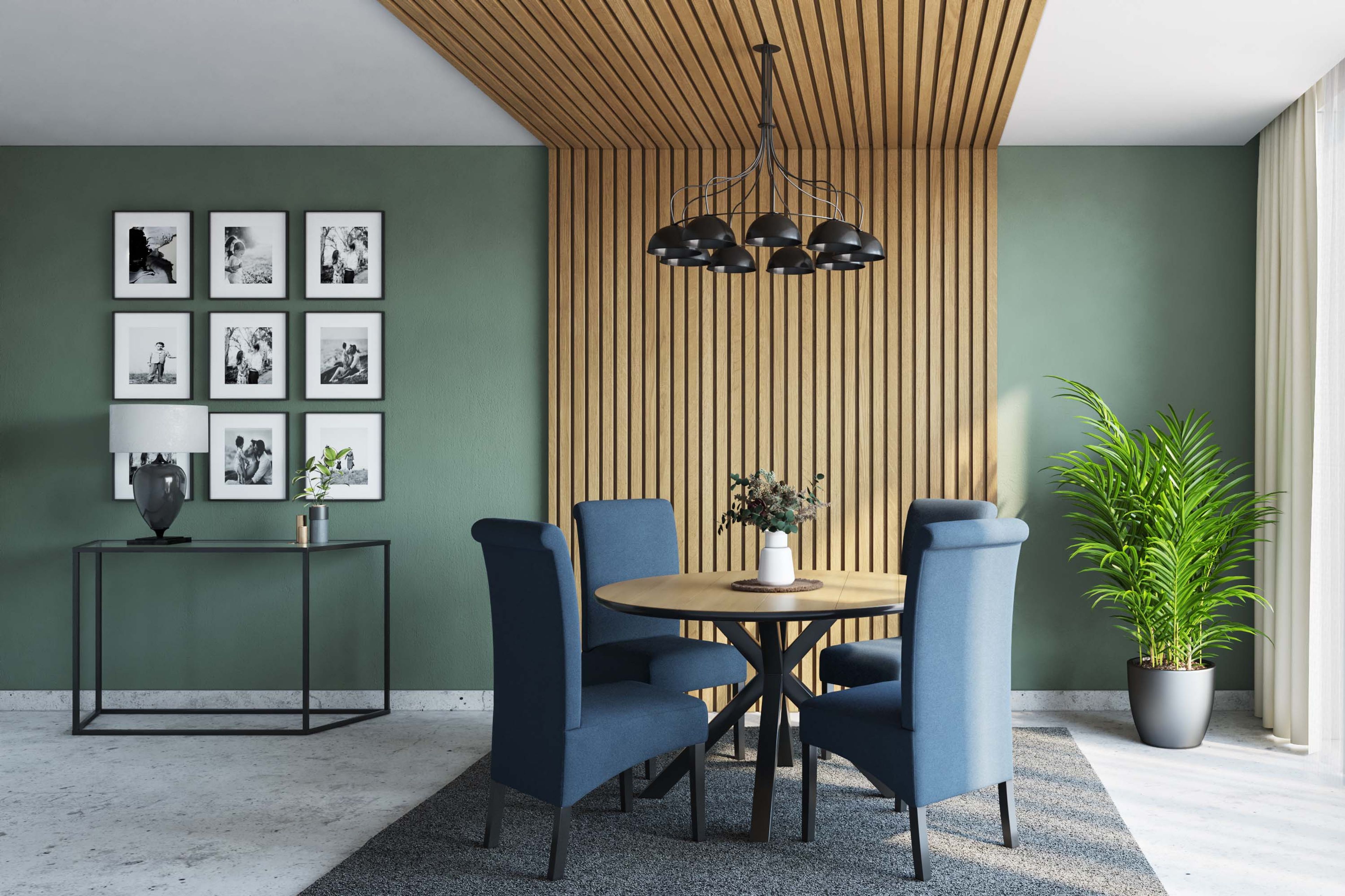 Modern Wooden Single-Layered False Ceiling Design With Chandelier