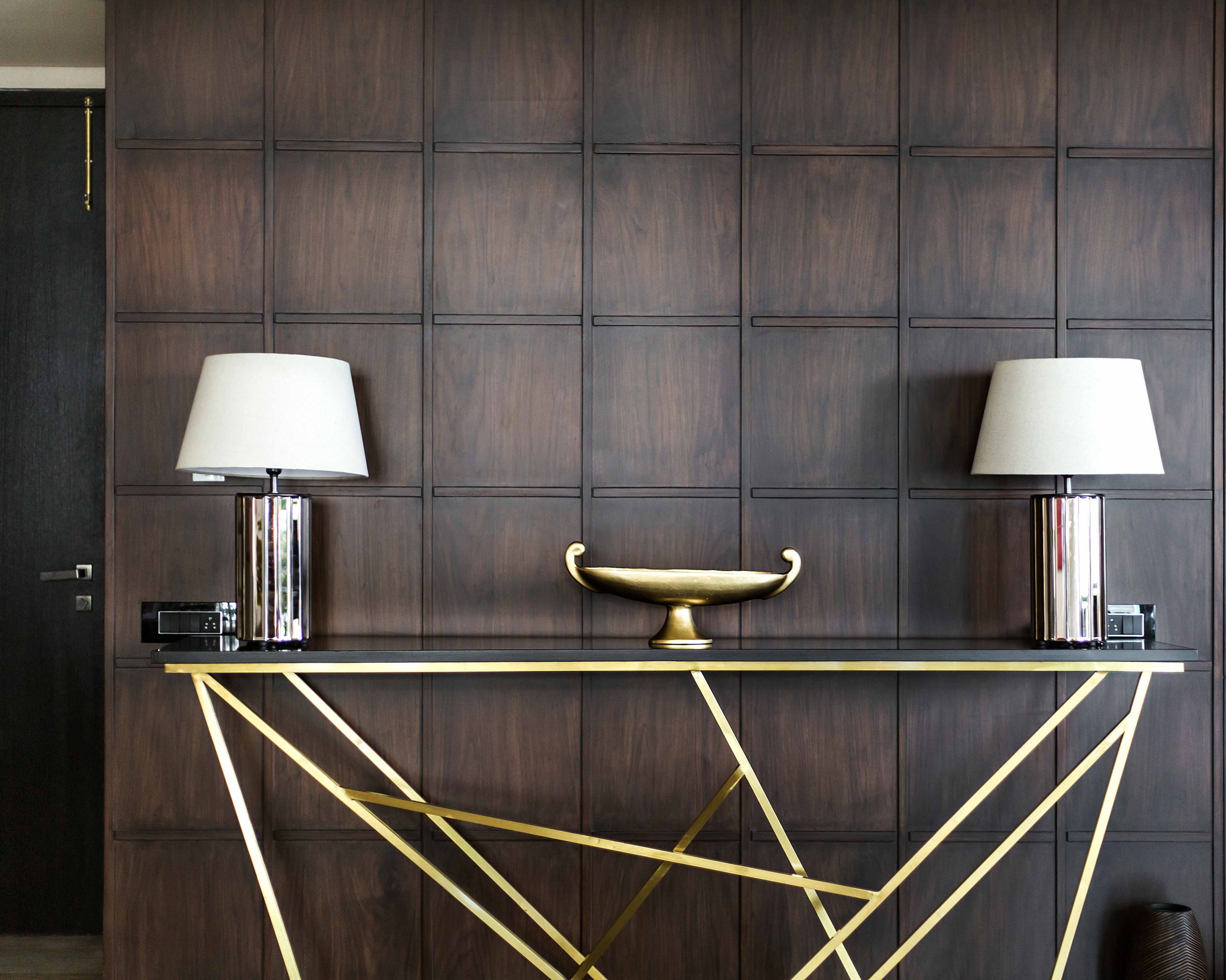Classic Foyer Design With Dark Wooden Panelling