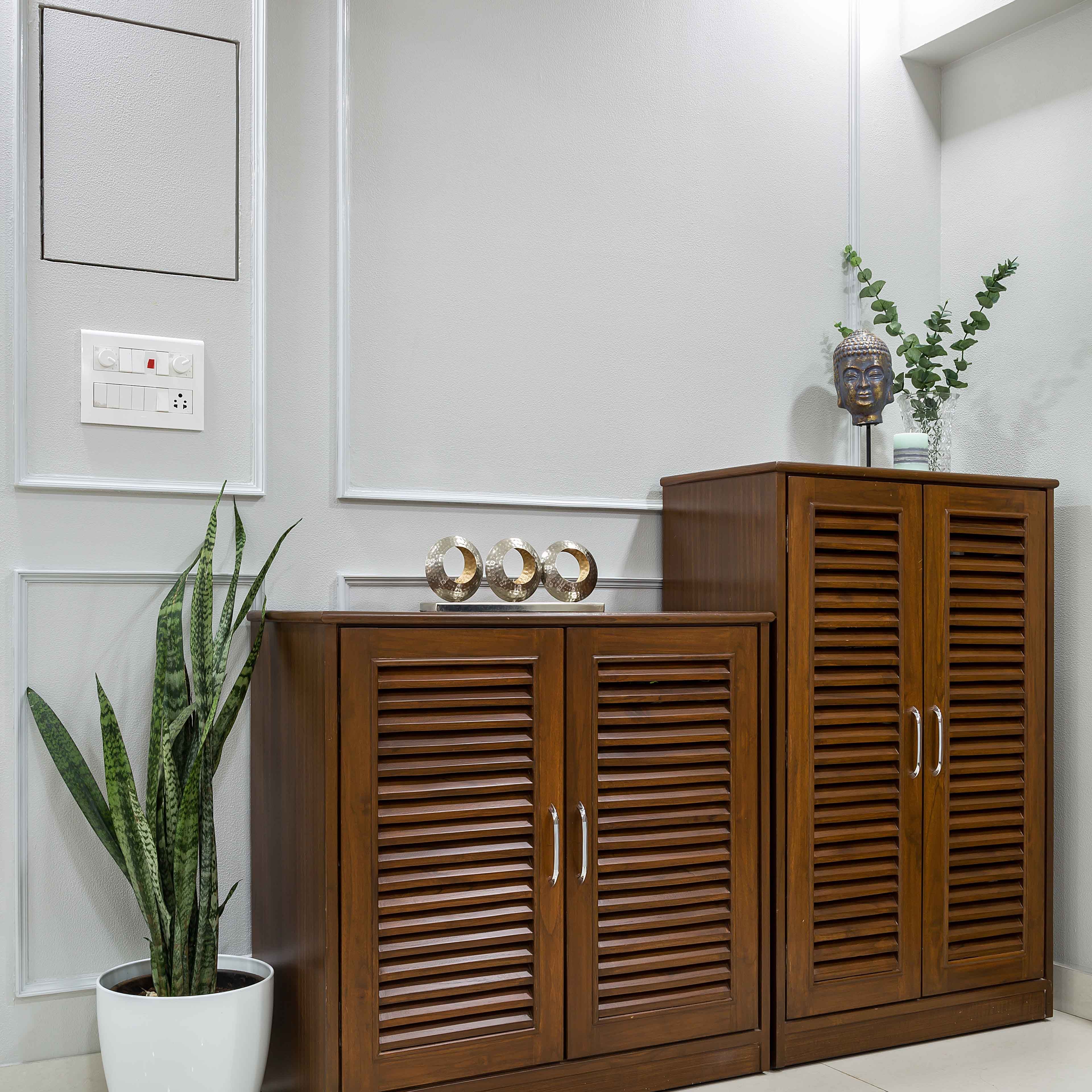 Foyer Design With Wooden Cabinets - Livspace