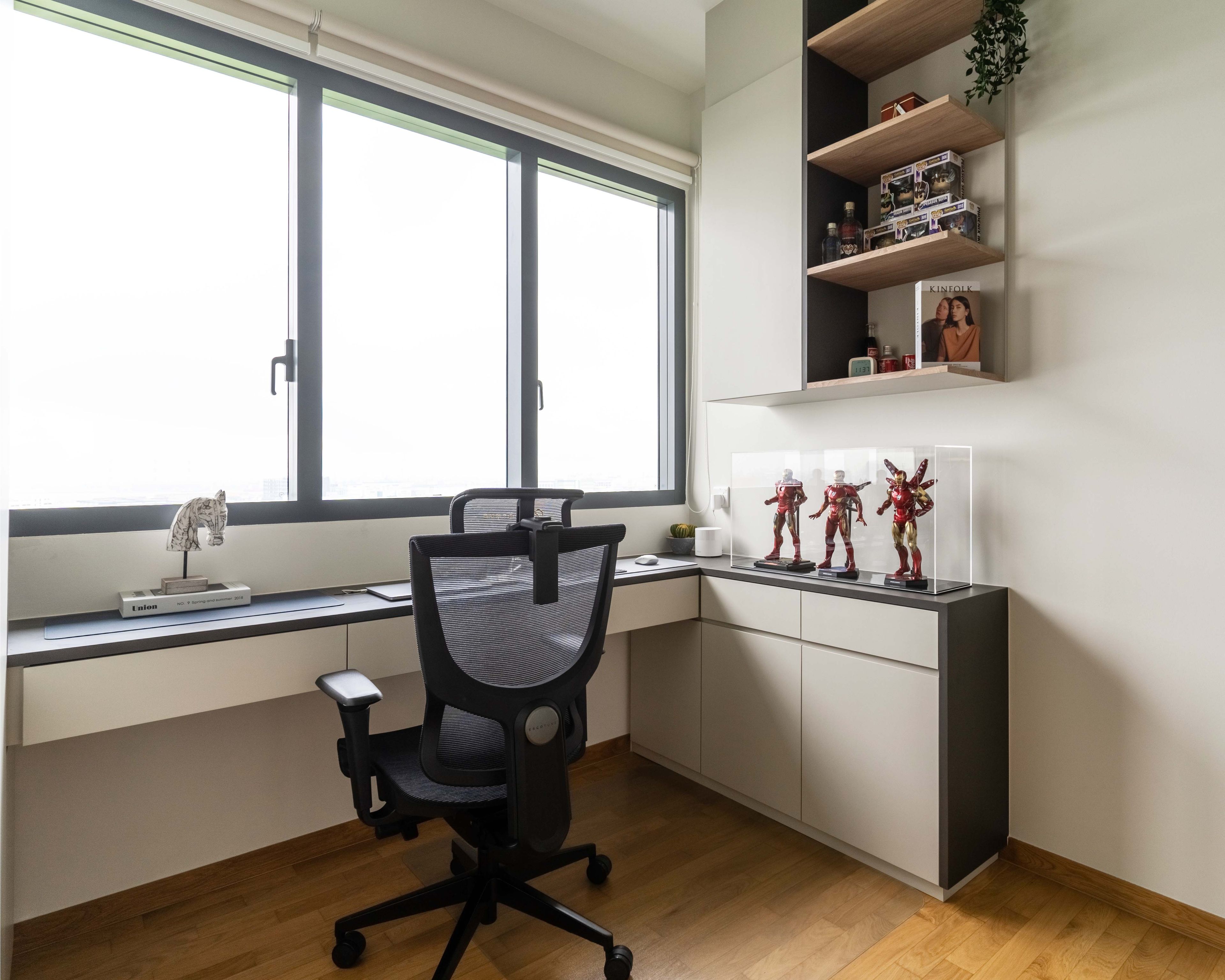 Modern Dove Grey And Frosty White Home Office Design