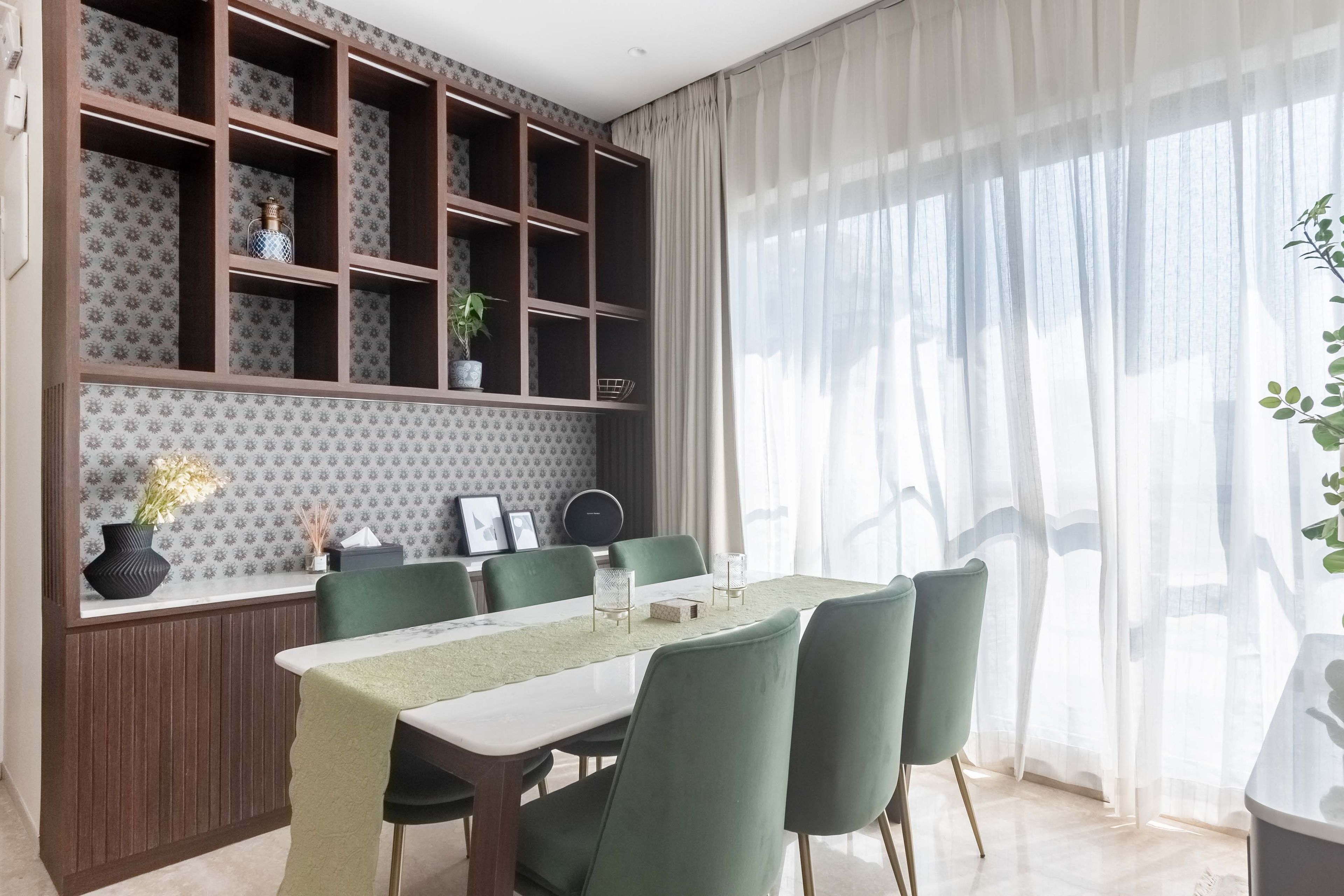 6-seater dining table with marble countertop - Livspace