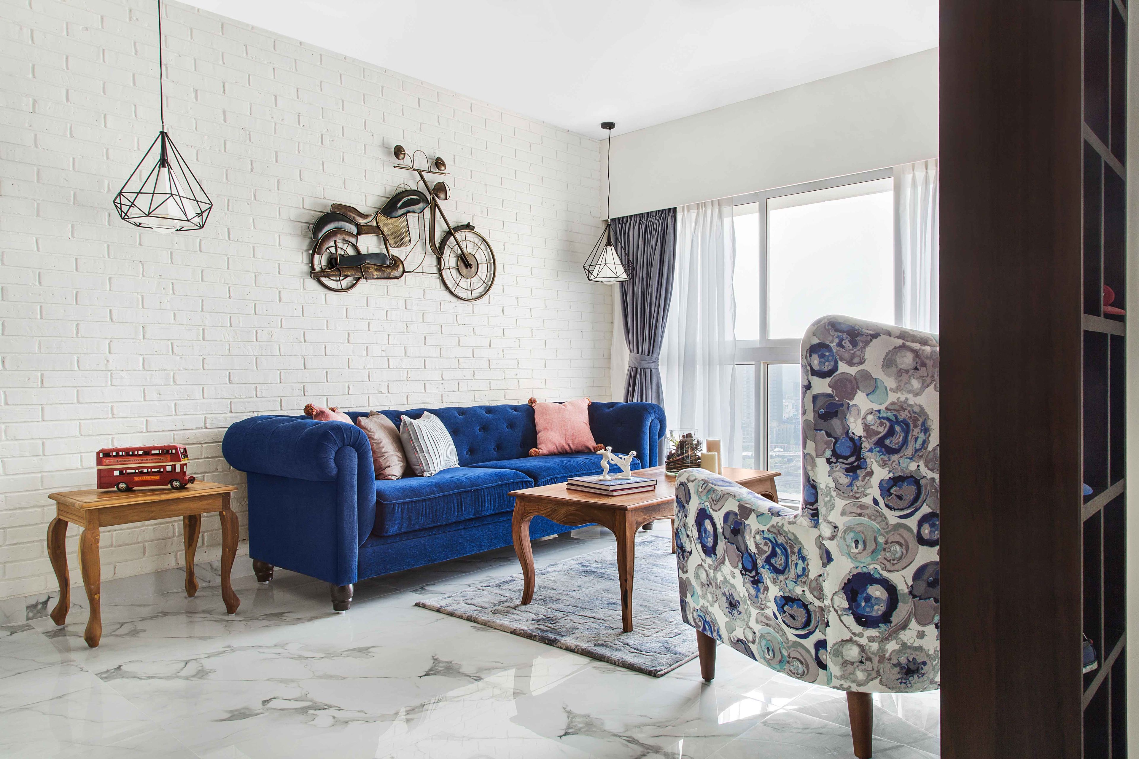 Contemporary 3 BHK Flat With White and Brown Master Bedroom In Mumbai