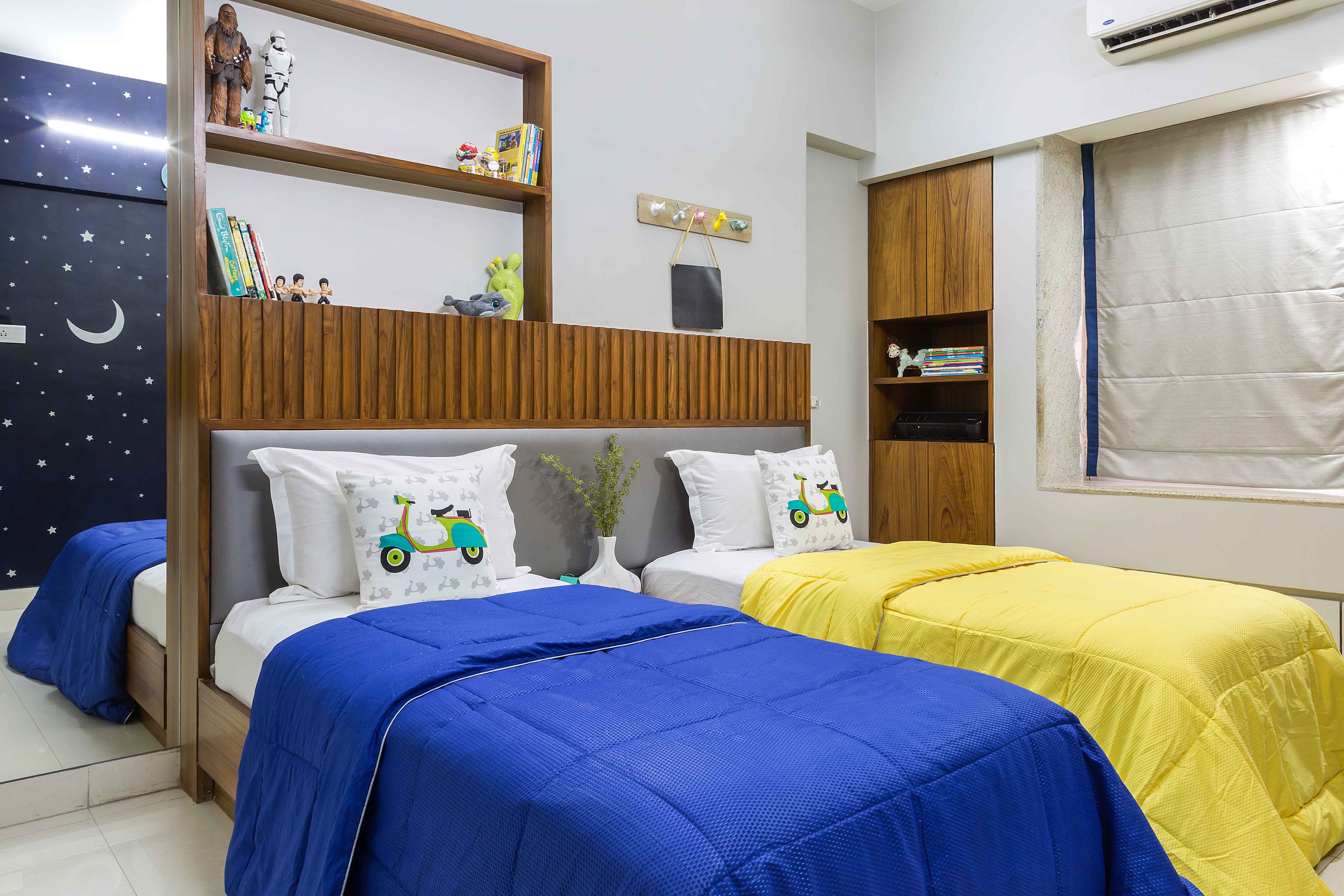 Contemporary 2 BHK Flat In Mumbai With Space Themed Kids Bedroom