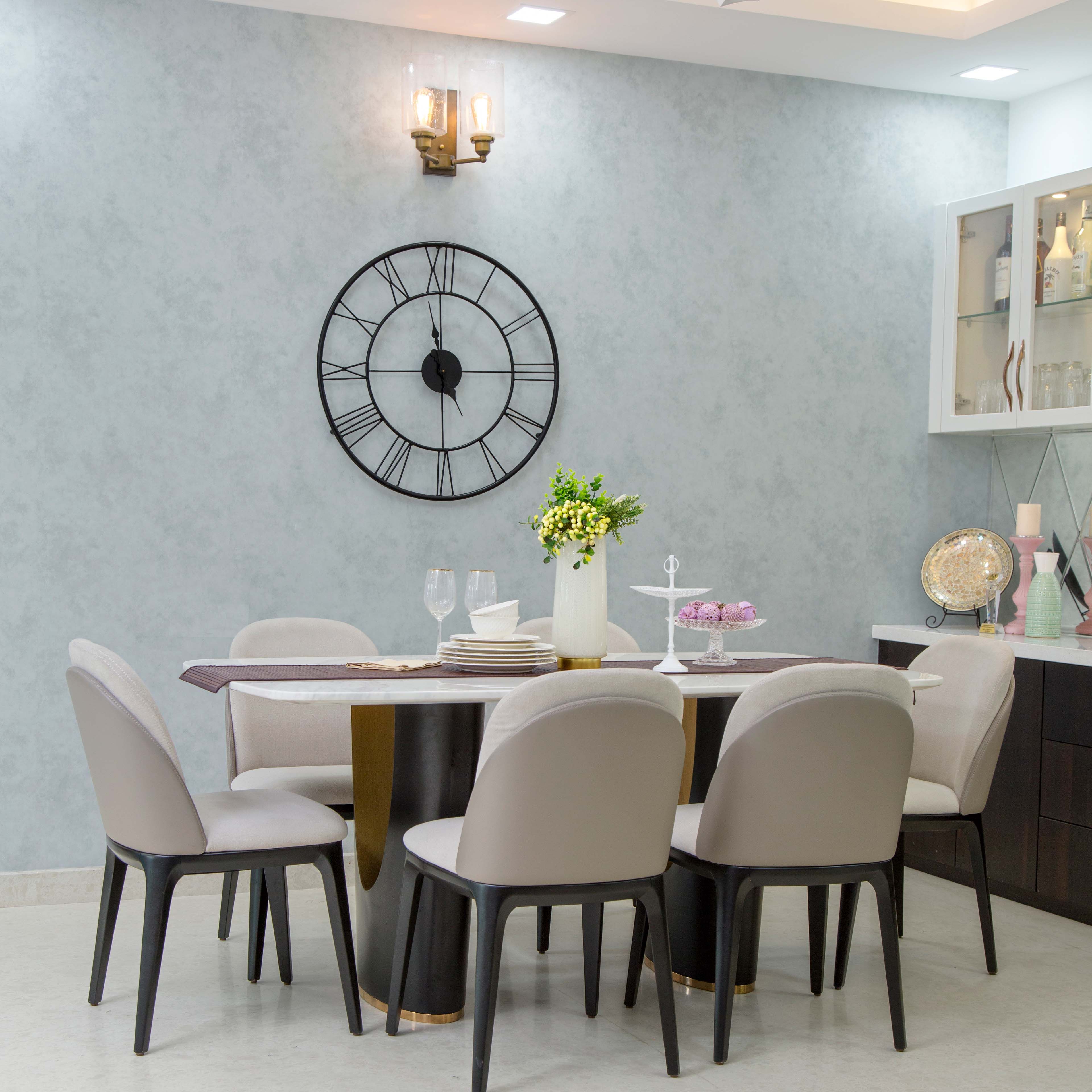 Modern Small 1-BHK Flat Interior Design In Bangalore With Mint Green And Baby Pink Sectional Sofa