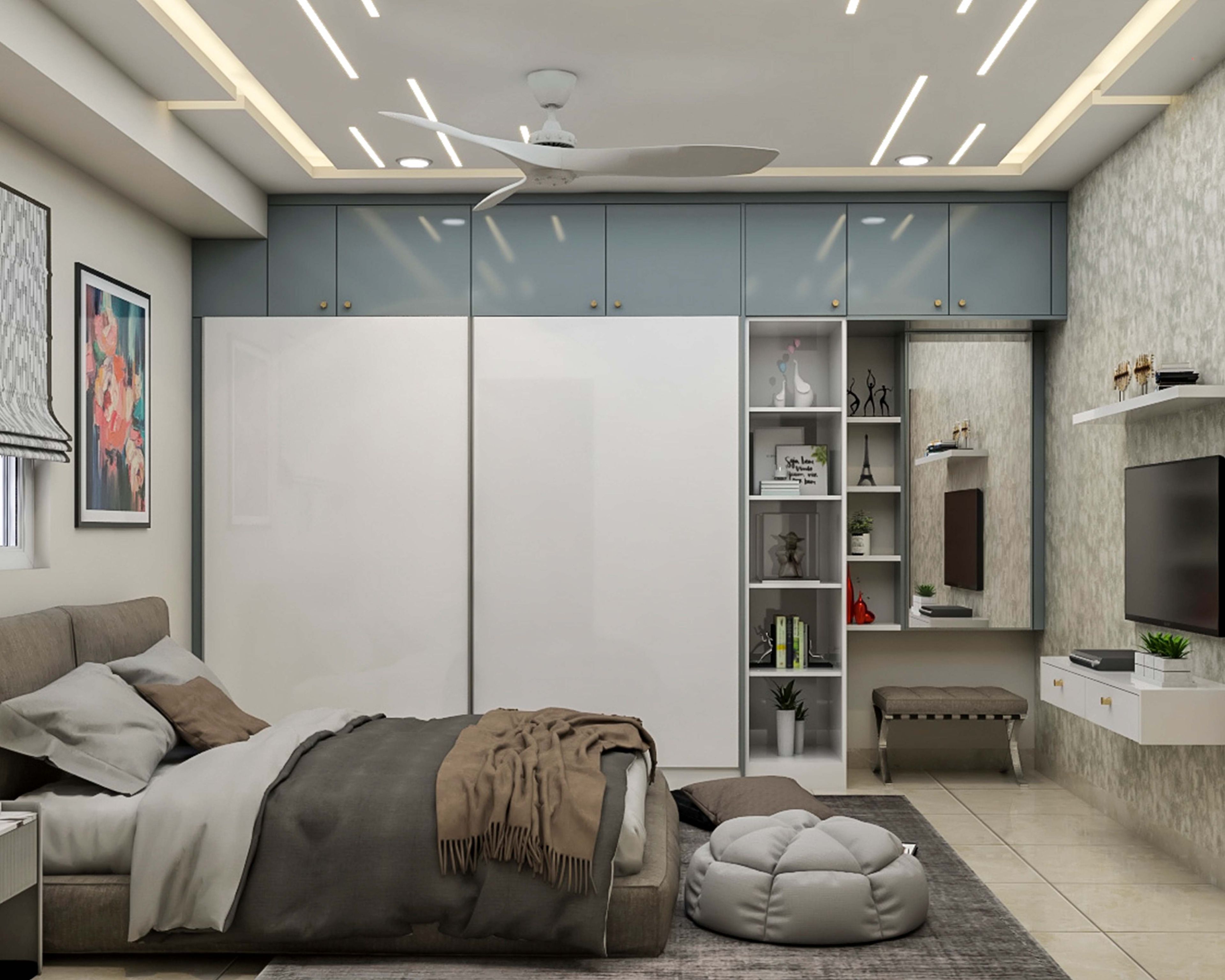 Modern 2 Door Silver Frost And Frosty White Sliding Wardrobe Design