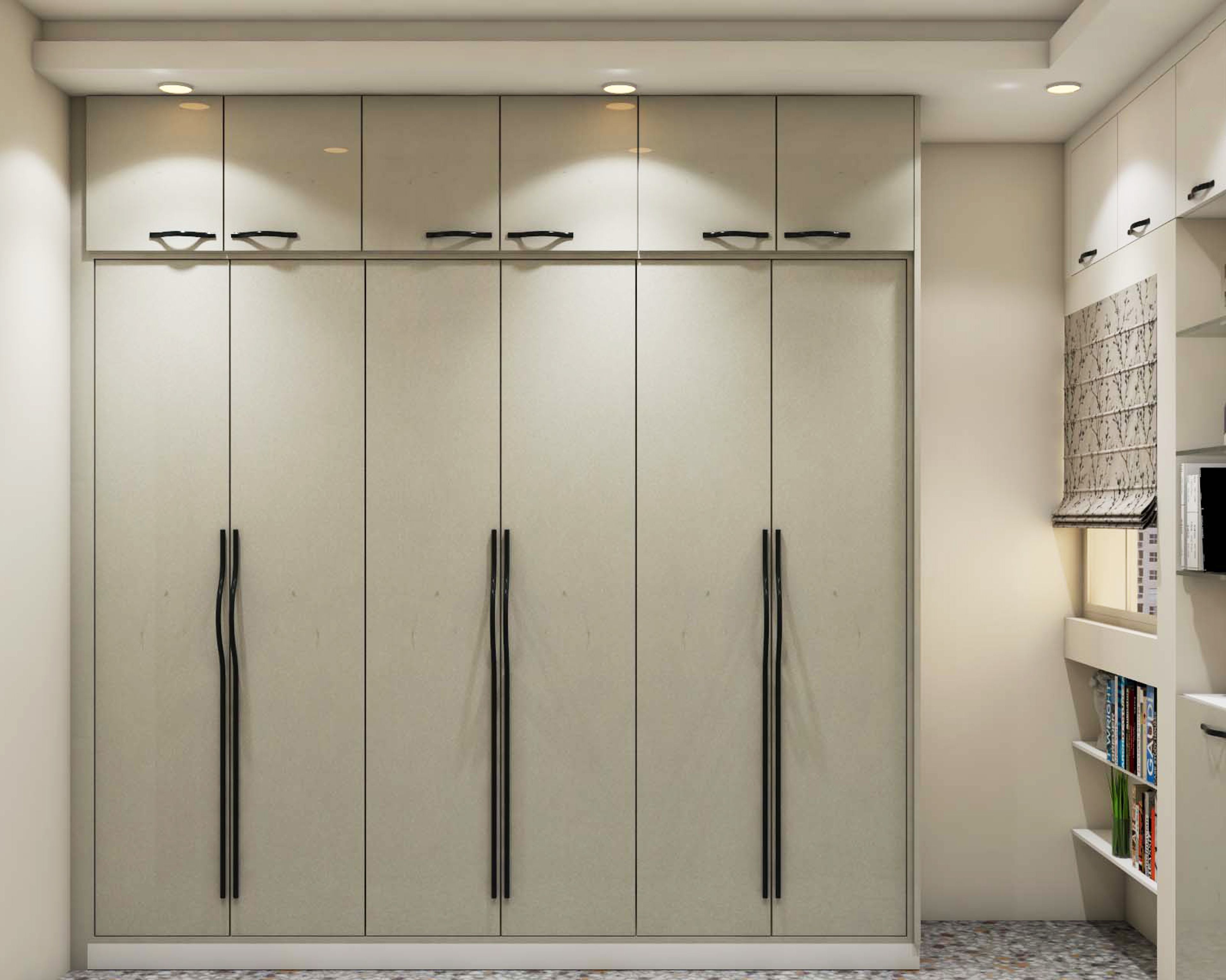 Modern 6 Door Champagne Swing Wardrobe Design