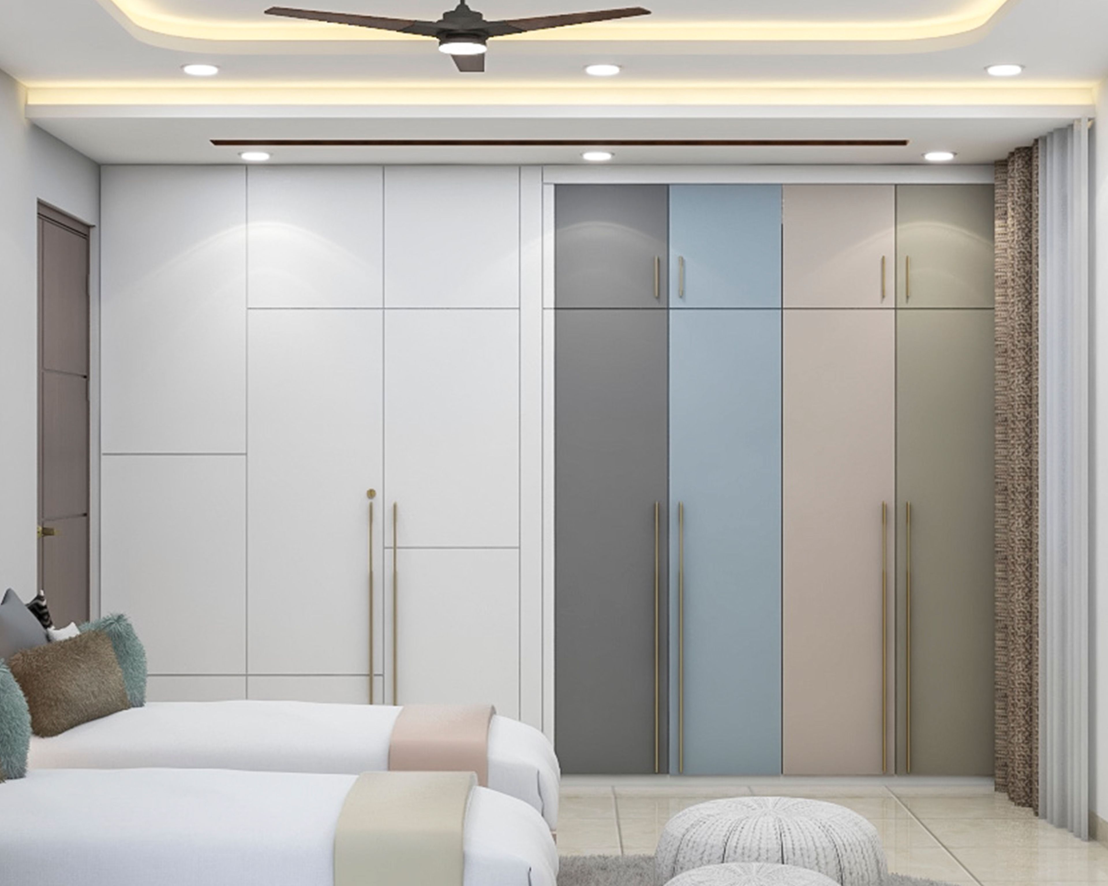 Modern 6 Door Multicolour Swing Wardrobe Design