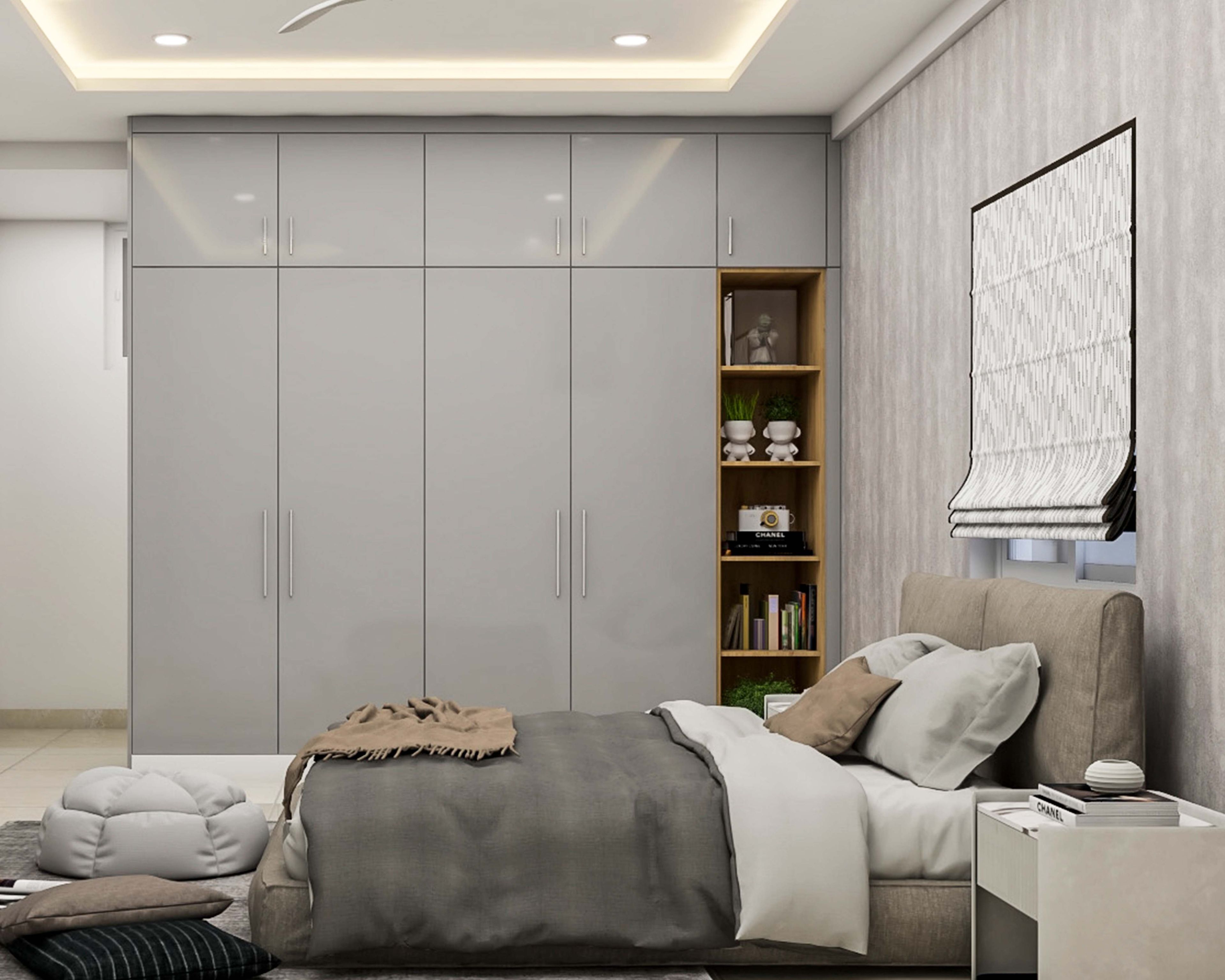 Modern 4 Door Smokey Grey Swing Wardrobe Design