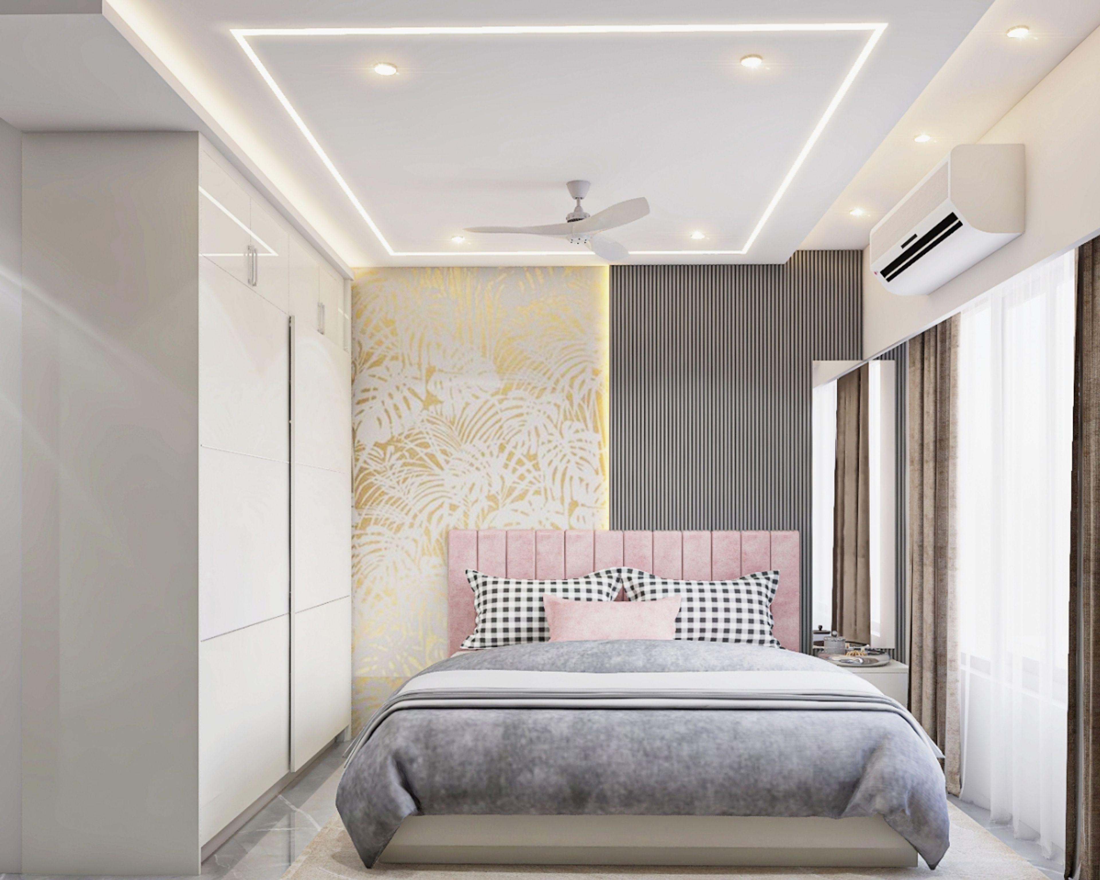 POP Multilayered Rectangular False Ceiling Design - Livspace