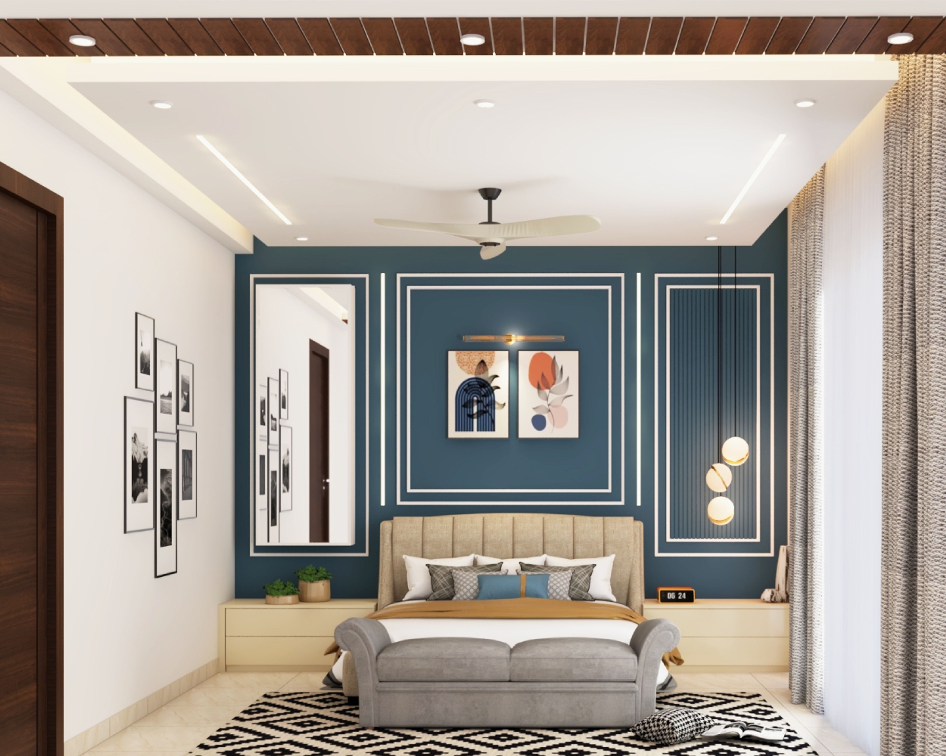 Multilayered POP And Wooden Ceiling Design - Livspace