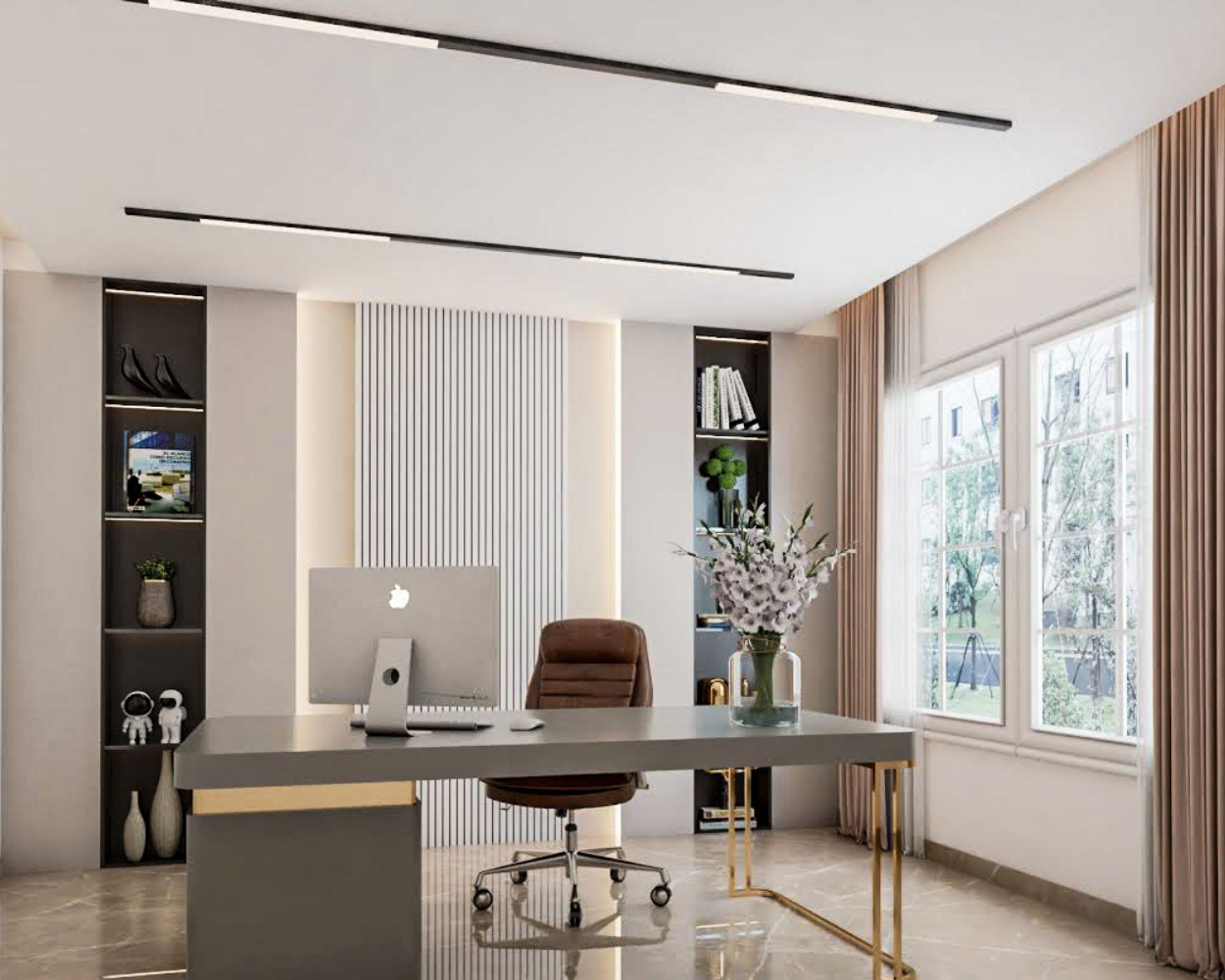 Contemporary Gypsum Rectangular False Ceiling Design With Profile Lighting