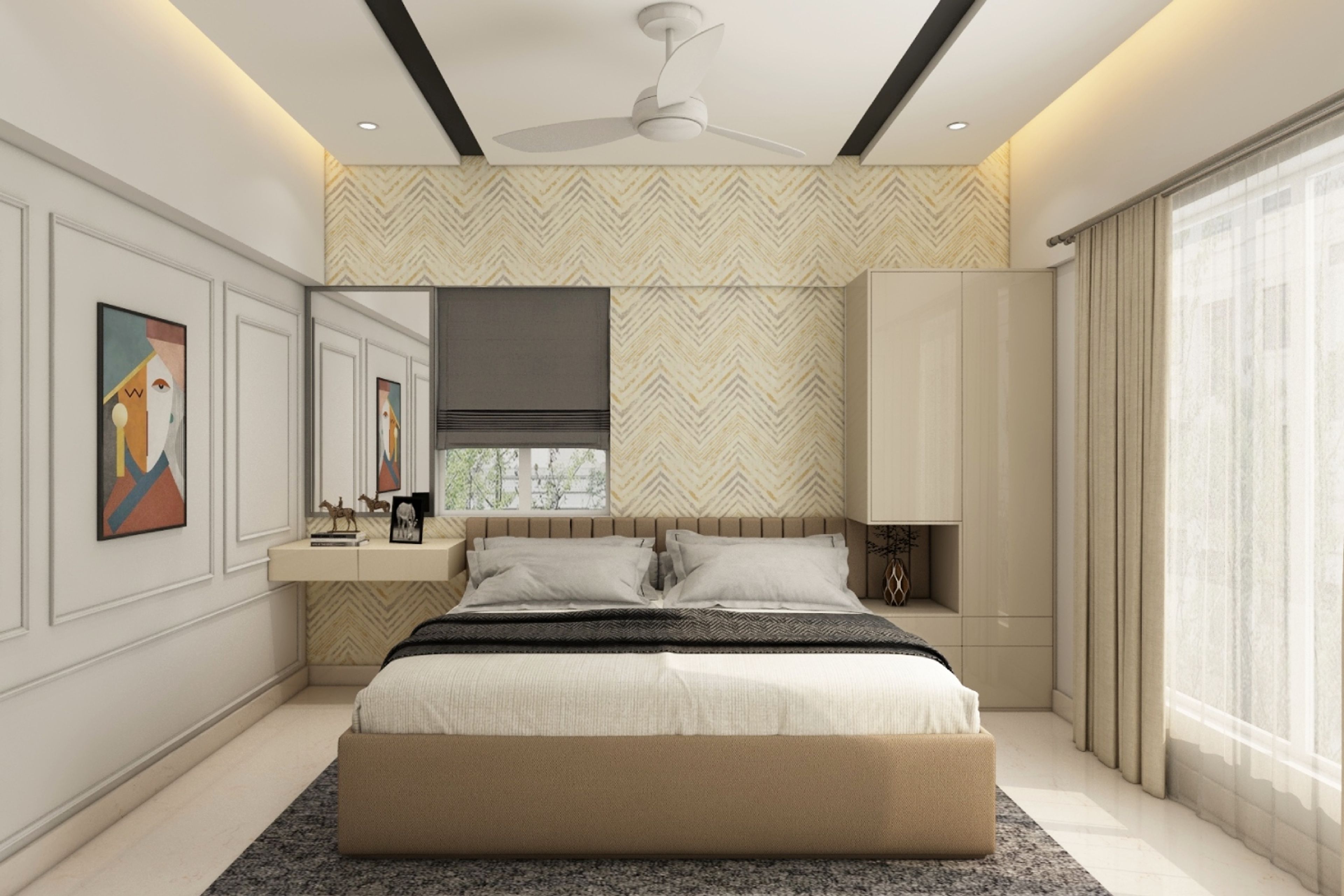 Modern Square Plus-Minus Ceiling Design With Cove Lights