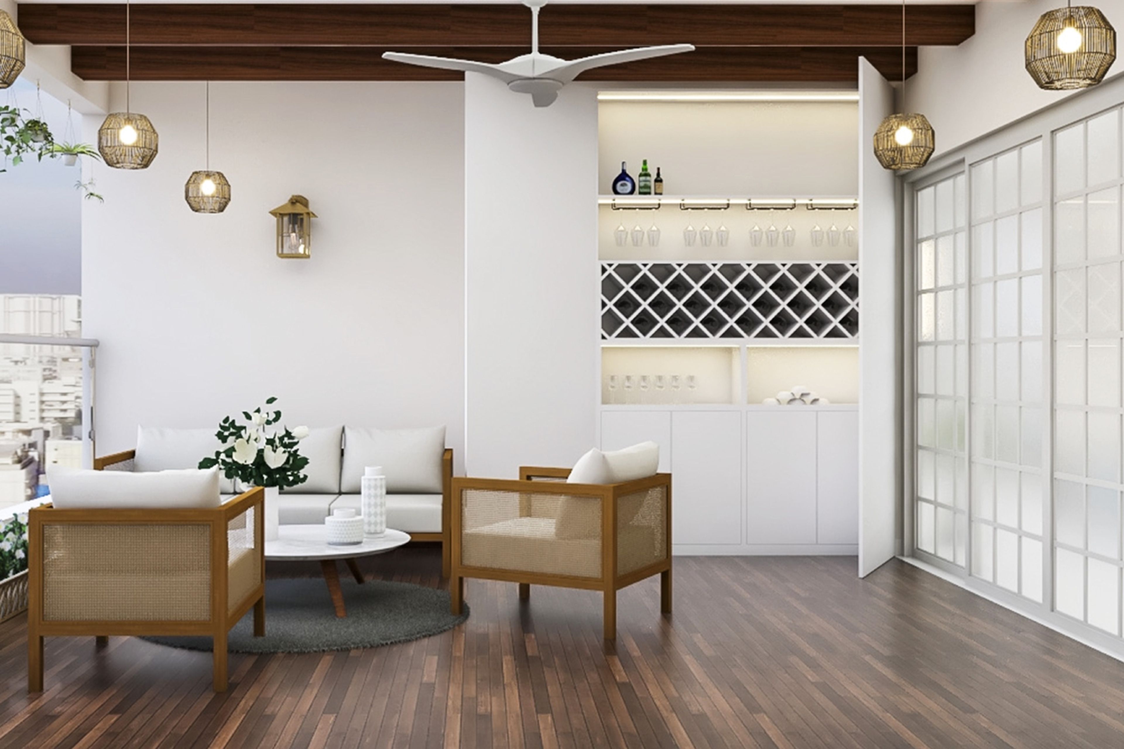 Coastal Rectangular Brown Flooring Design