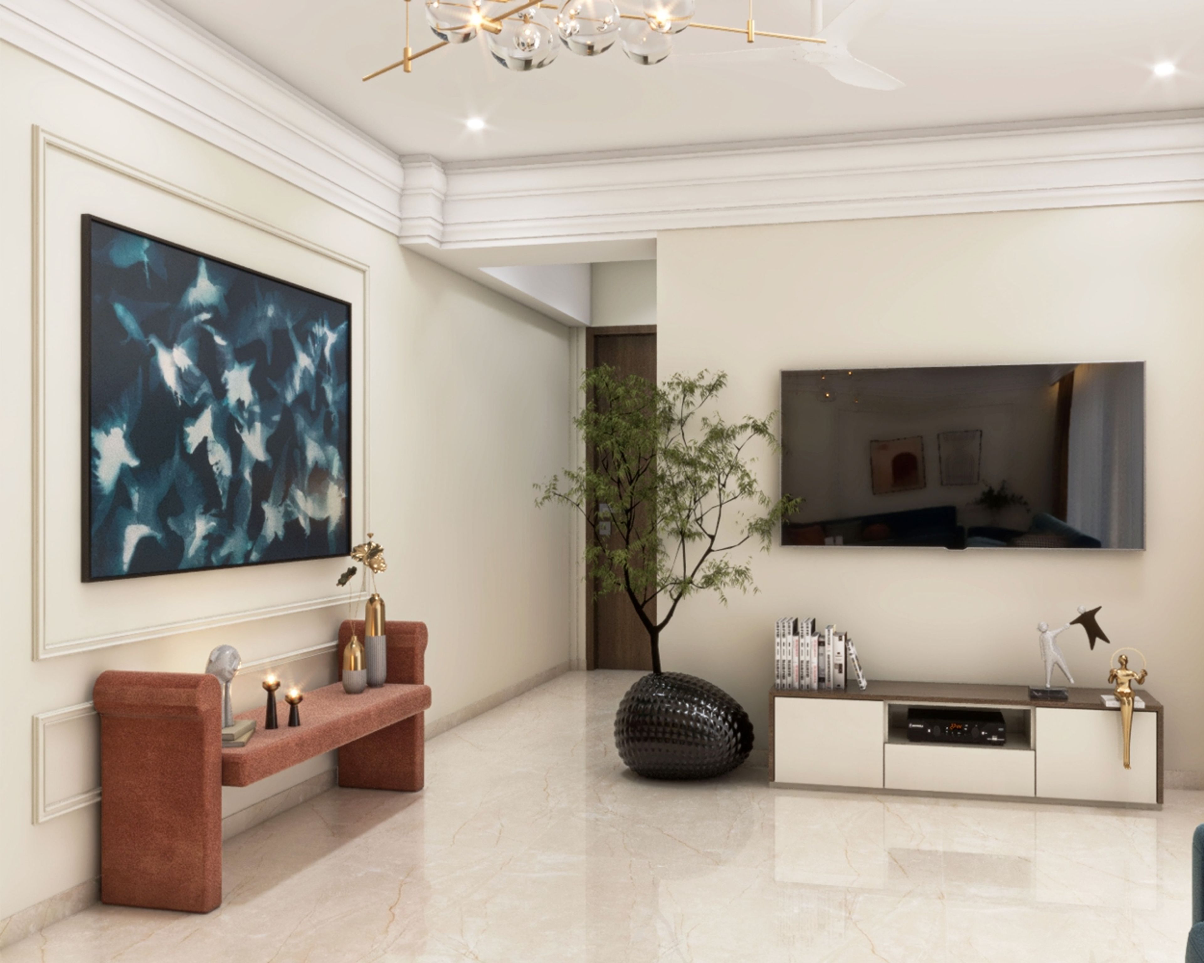 Contemporary Rectangle Off-White Flooring Design