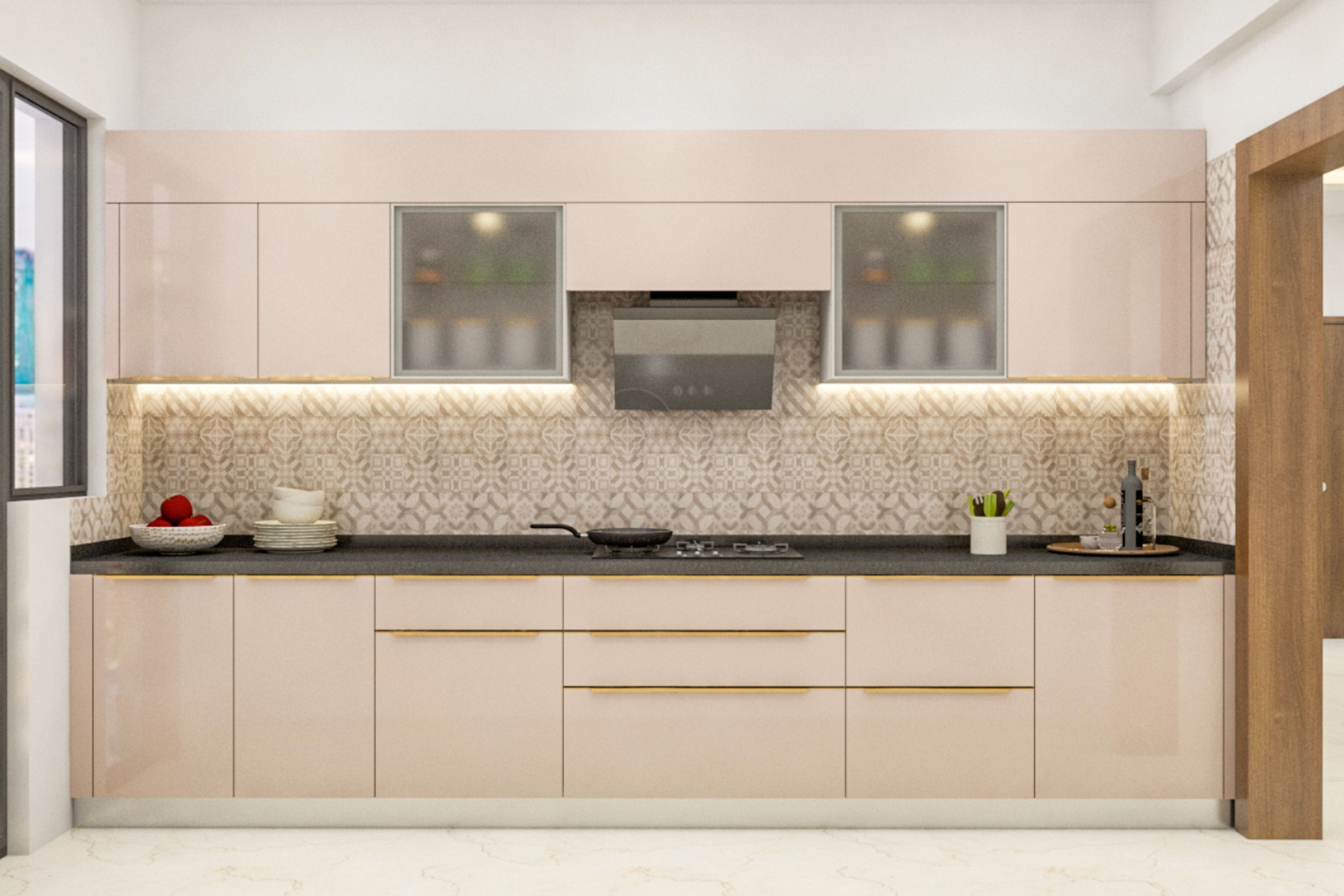 Modern Modular Light Beige Parallel Kitchen Design