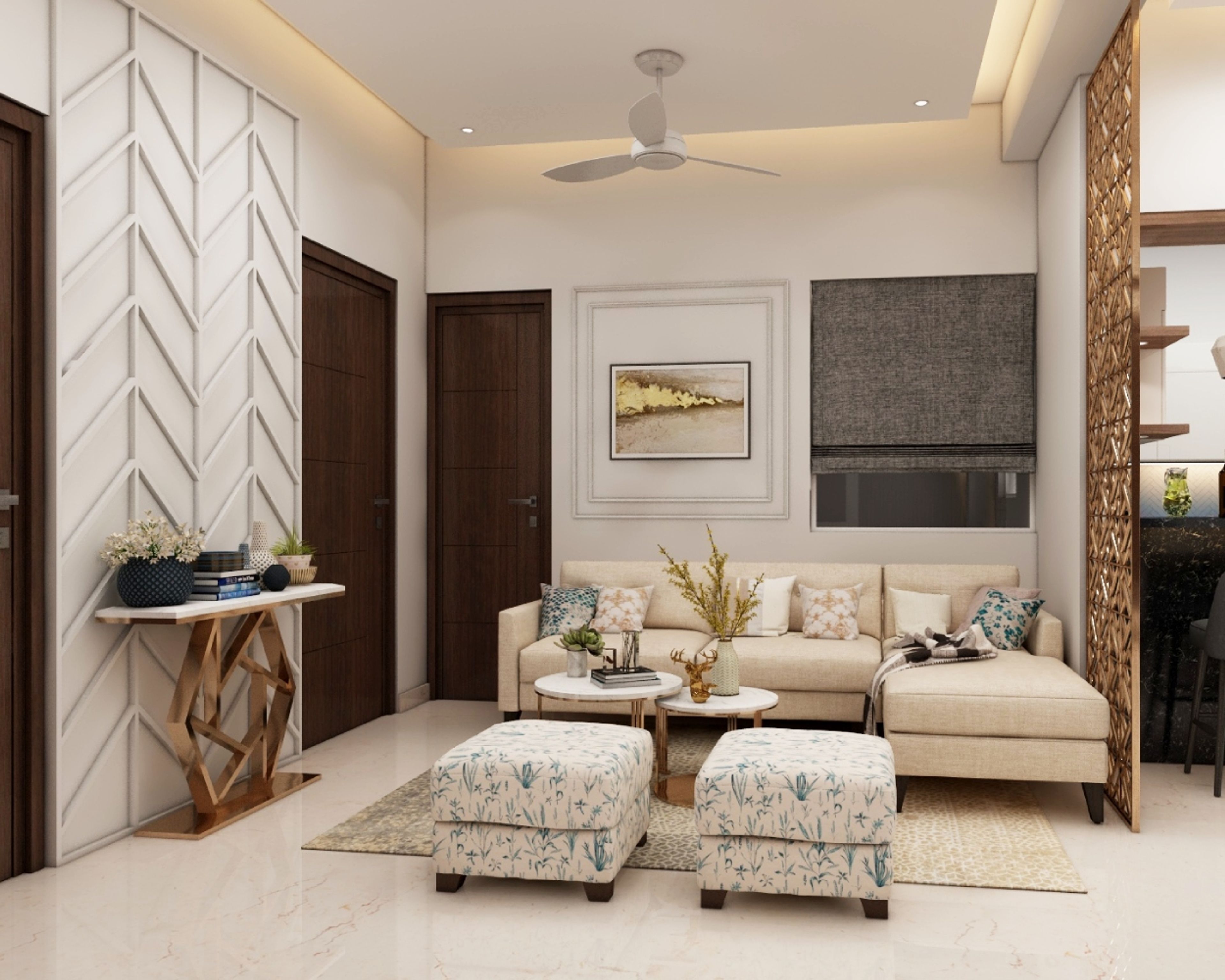 Living Room Design With L Shaped Sofa Set - Livspace