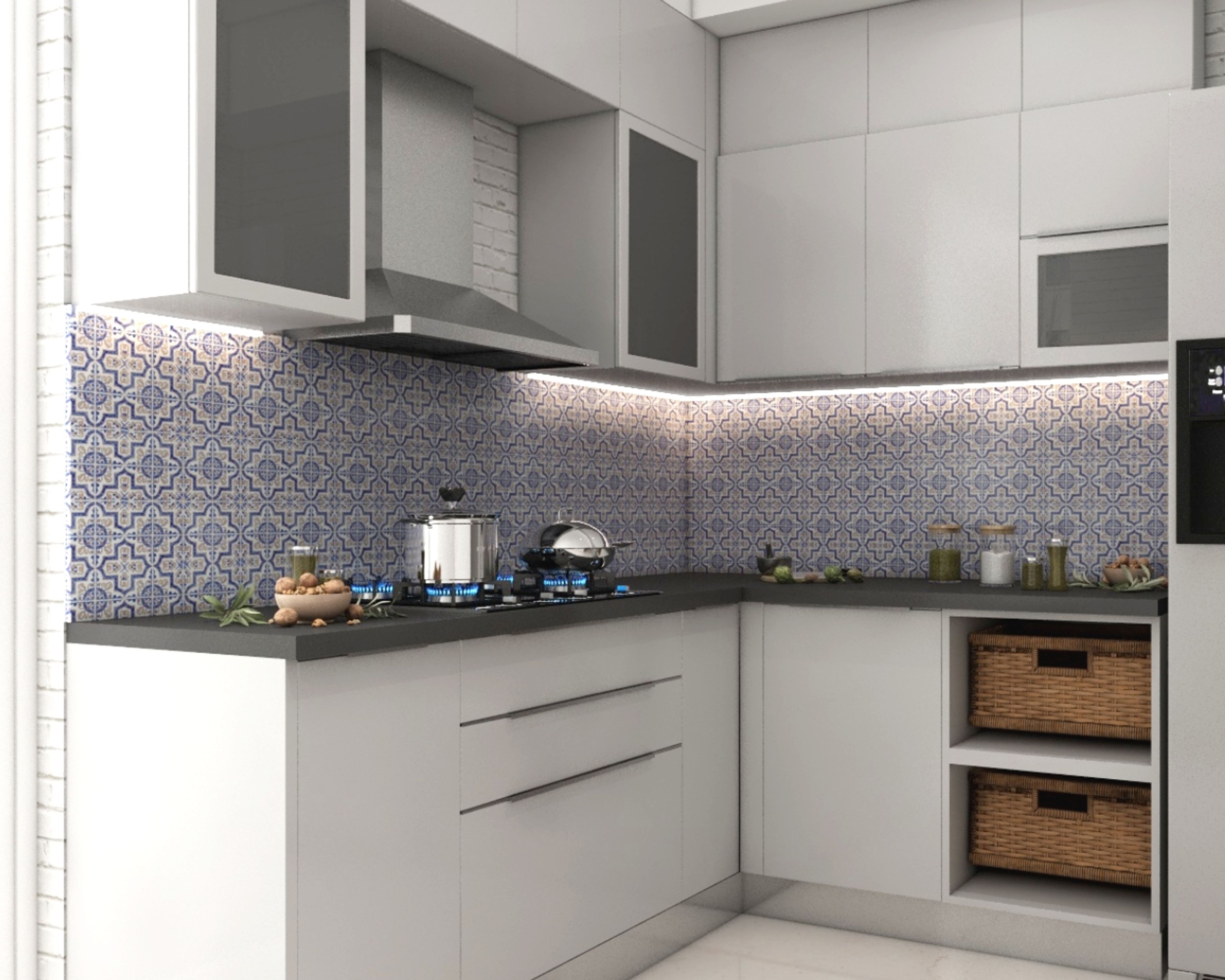 Modern Multicoloured Moroccan Kitchen Tile Design