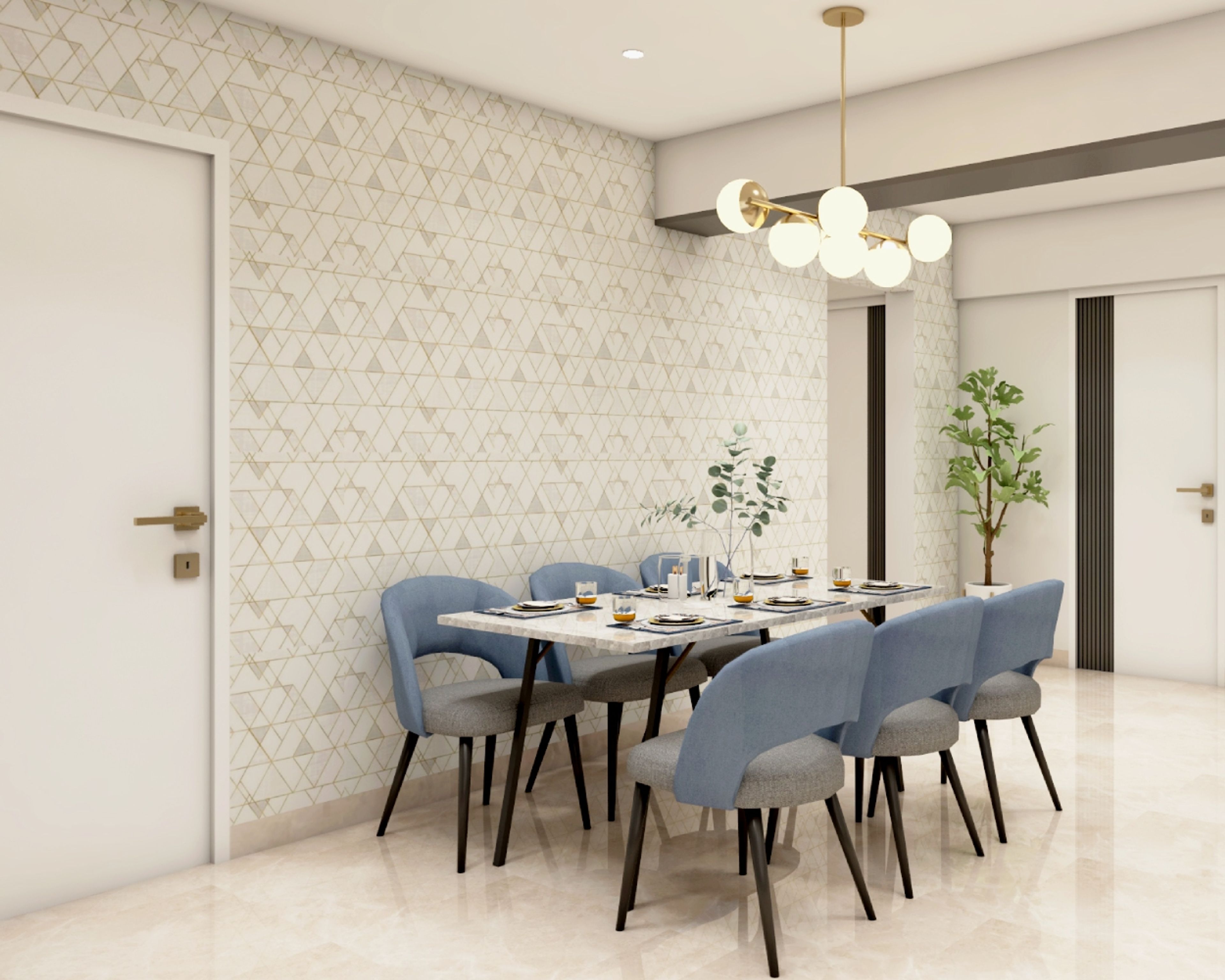 Contemporary Grey And White Geometric Triangular Wallpaper Design