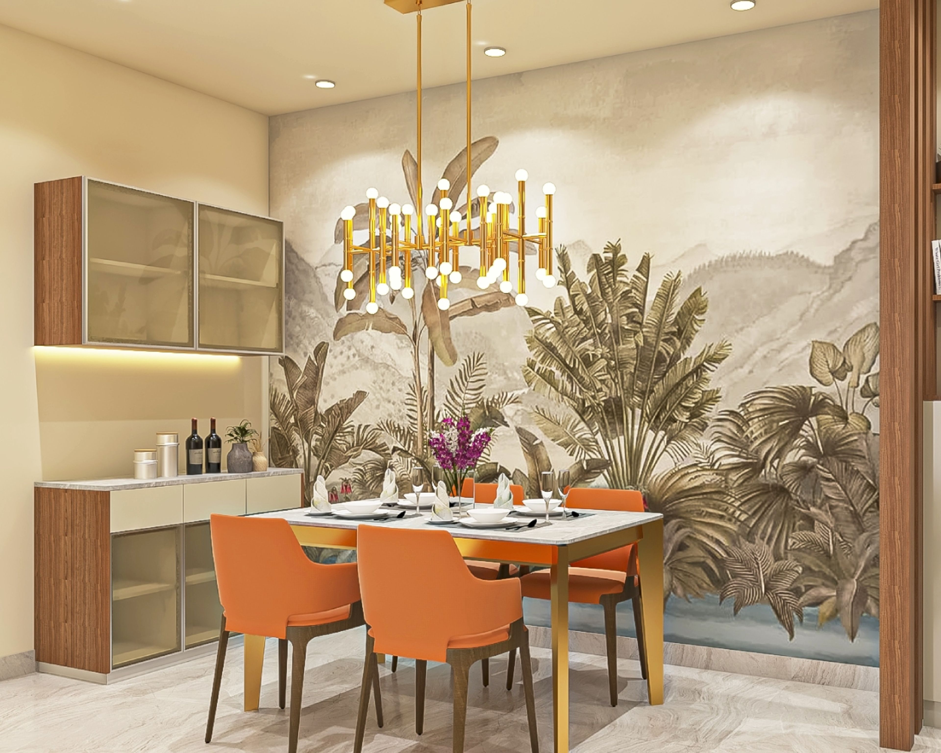 Contemporary Multicoloured Tropical Wallpaper Design