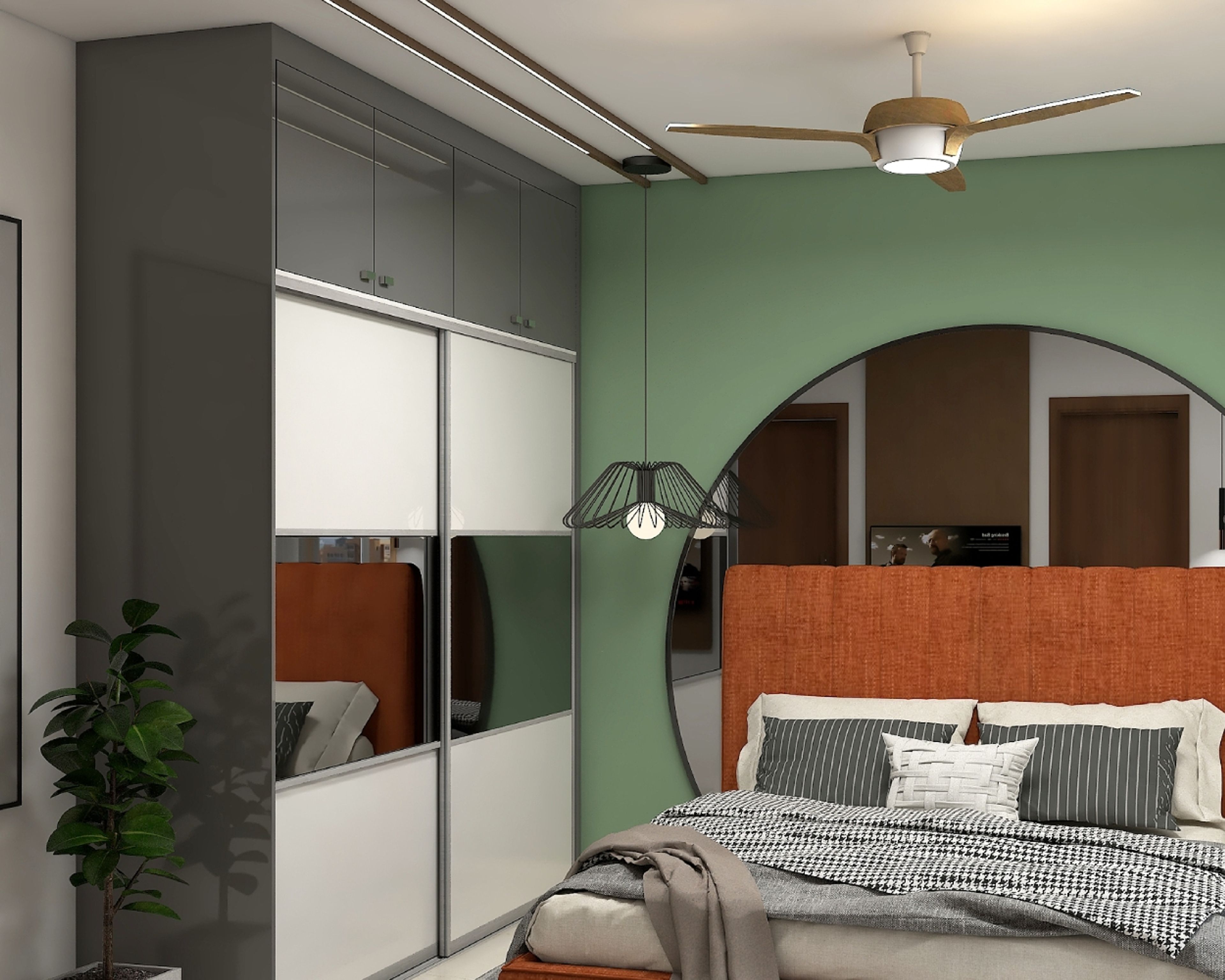 Modern Frosty White And Dove Grey 2-Door Sliding Wardrobe Design