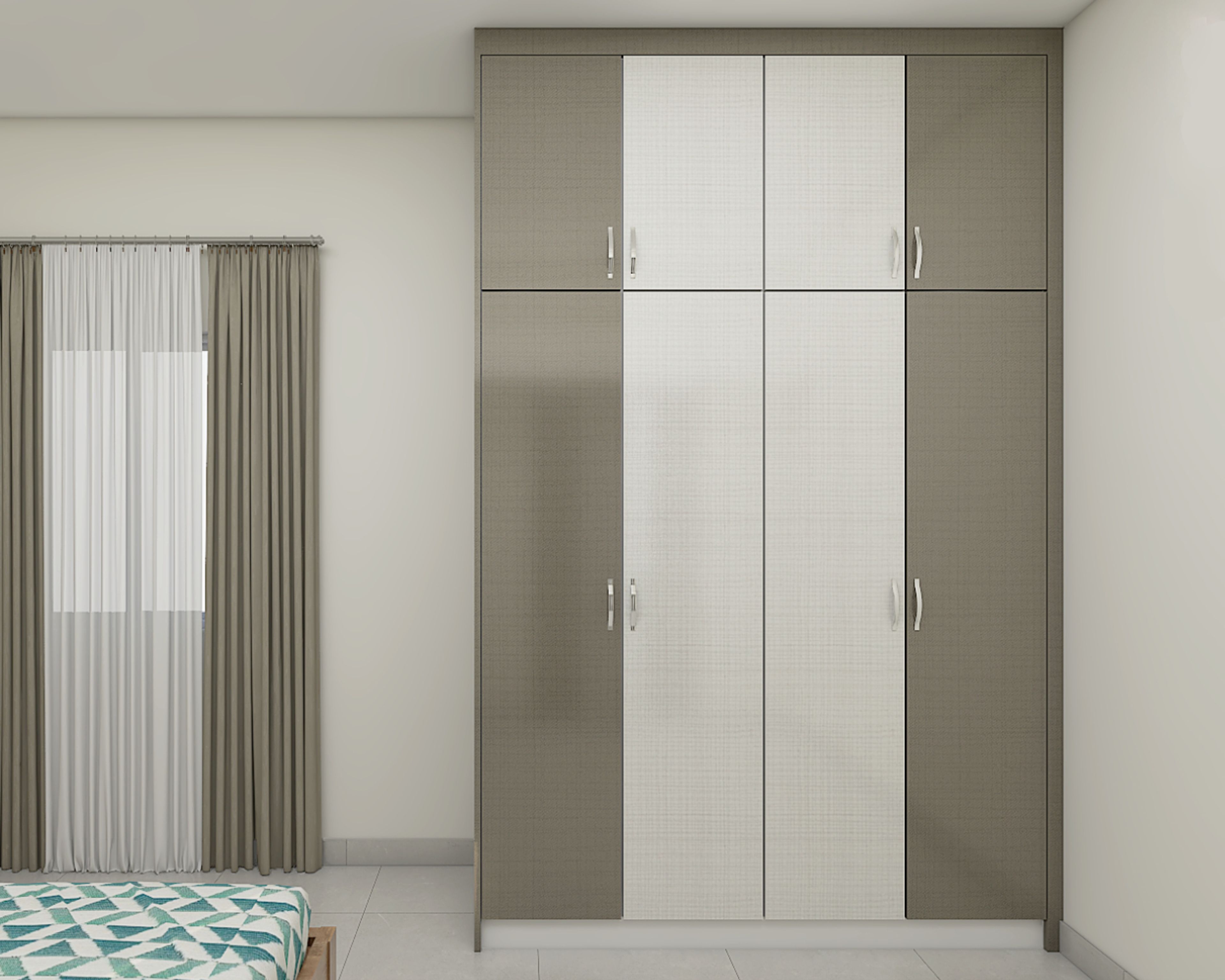 Modern 2-Door Swing Wardrobe Design In Hazel And White Tones